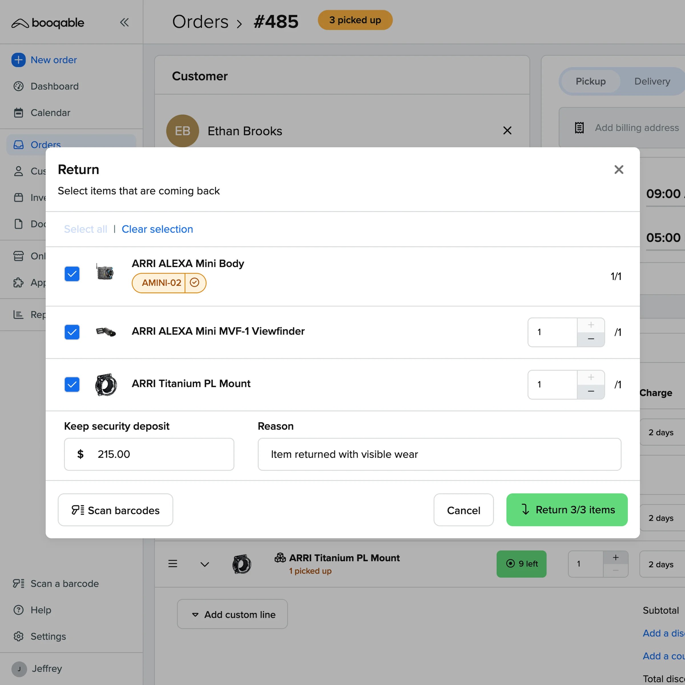 Prepare orders with barcodes