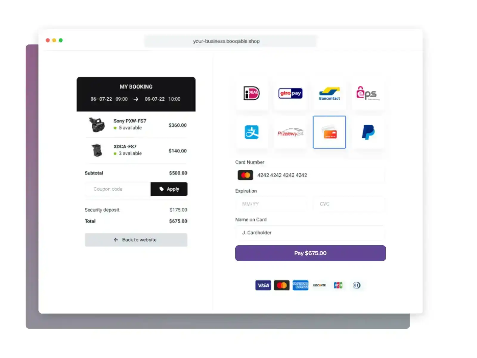 Booqable checkout