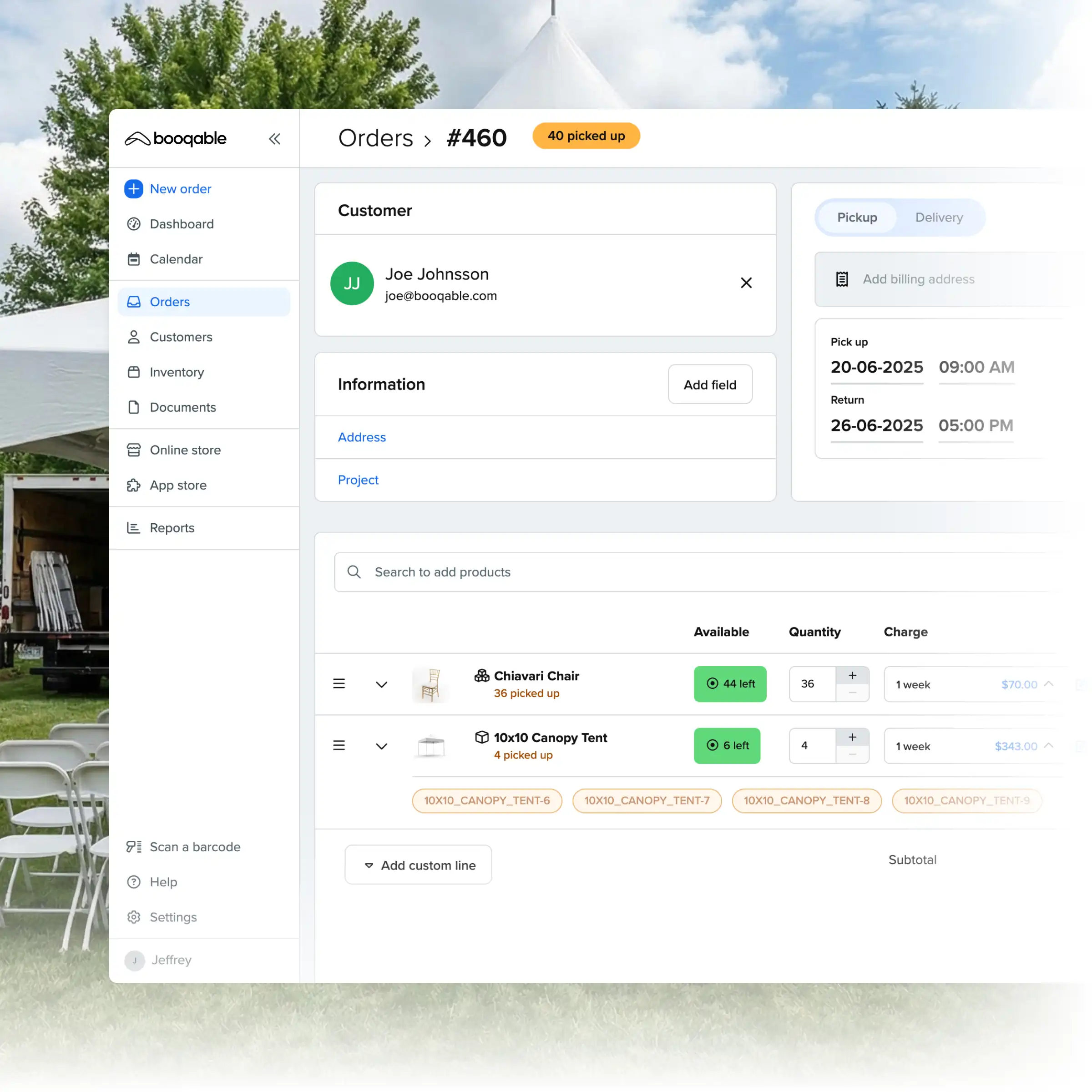 Booqable order management with a WordPress rental website