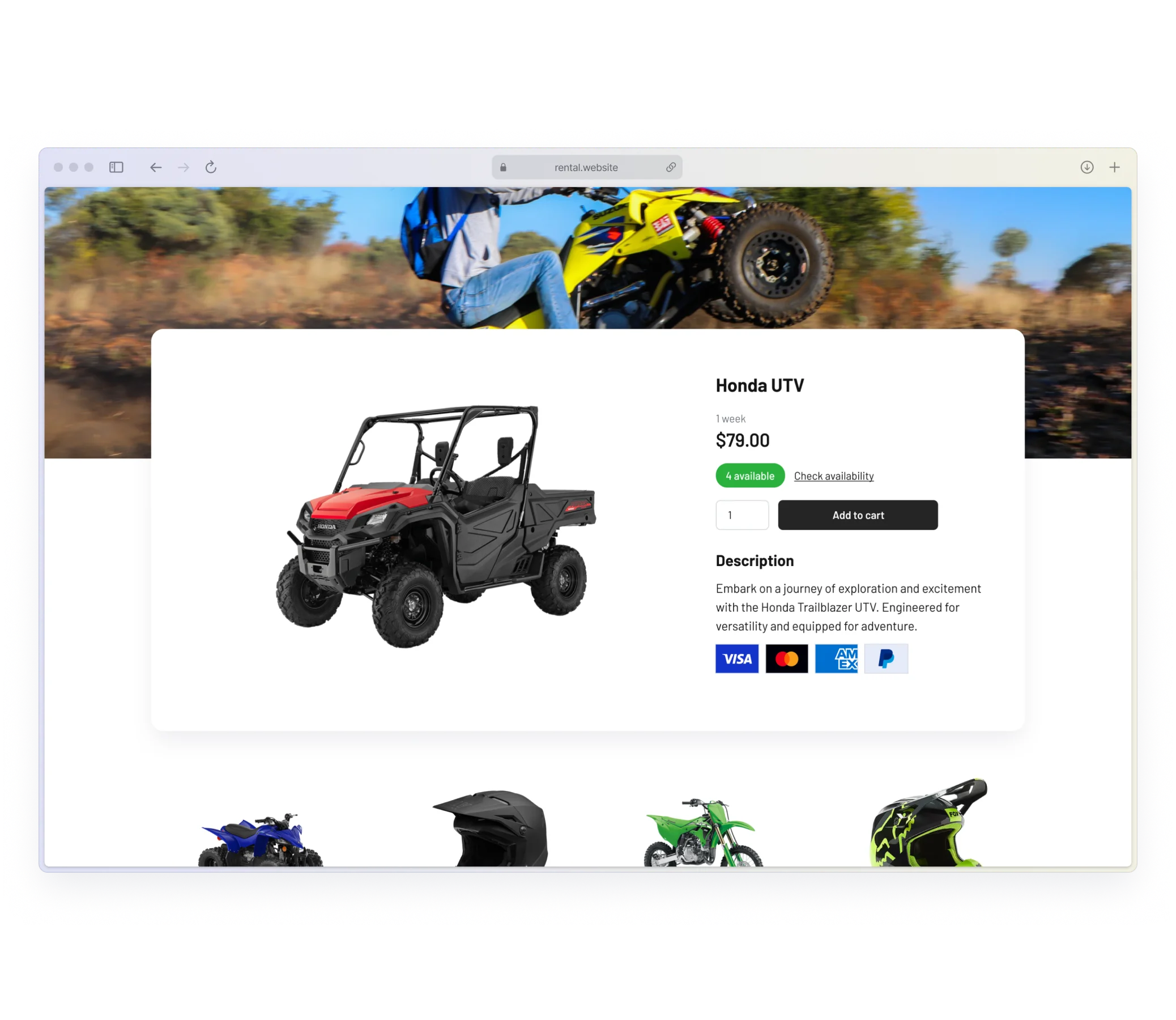Atv rental software payment