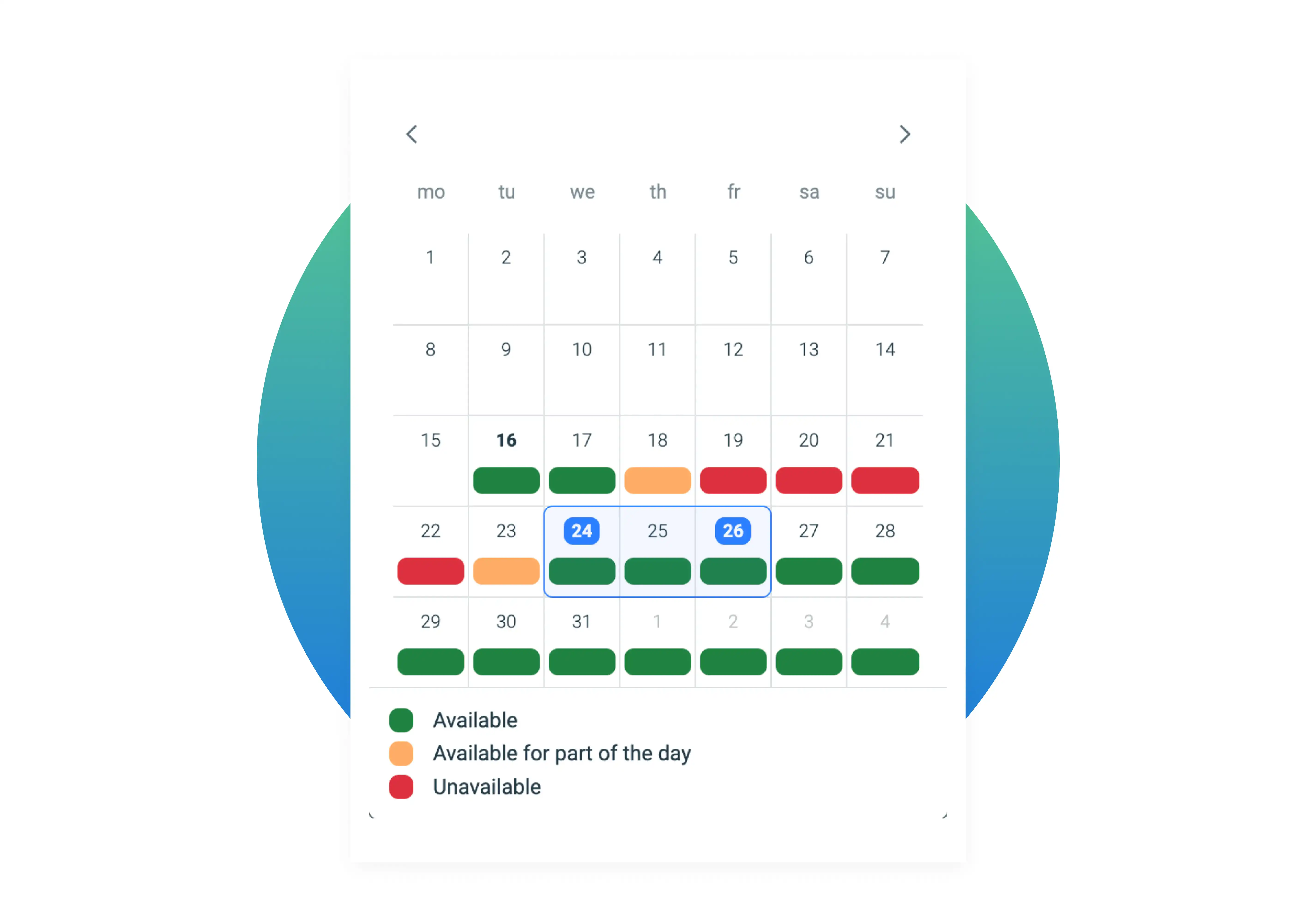 Booking calendar availability