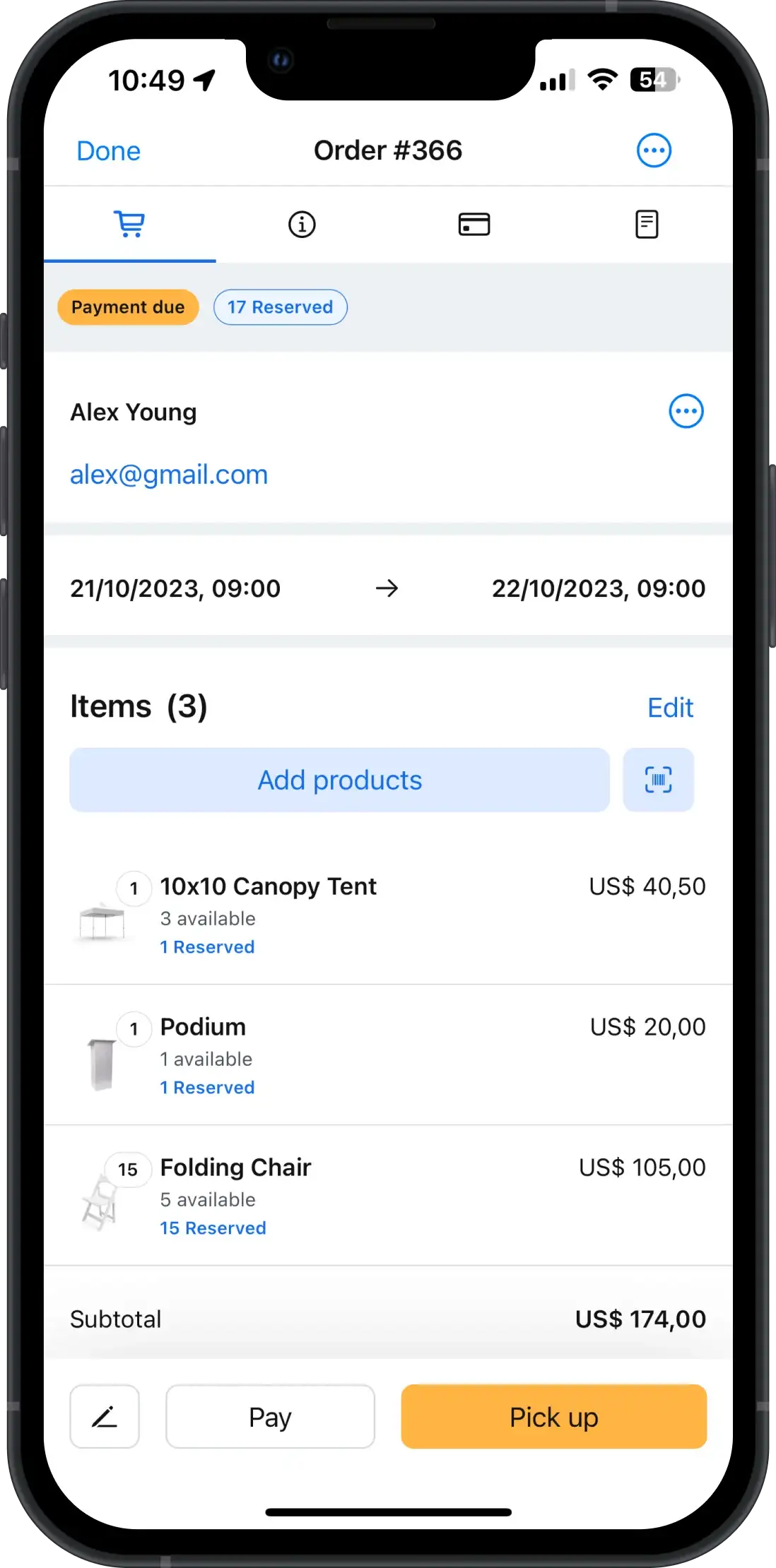 Booqable mobile app