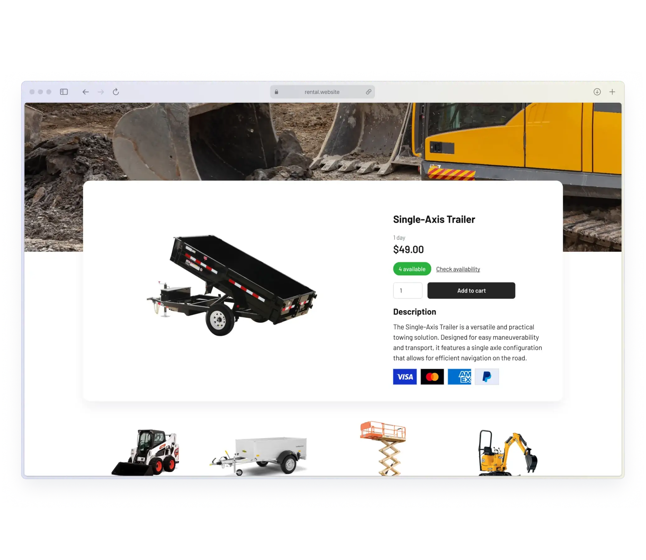 Construction rental software payment