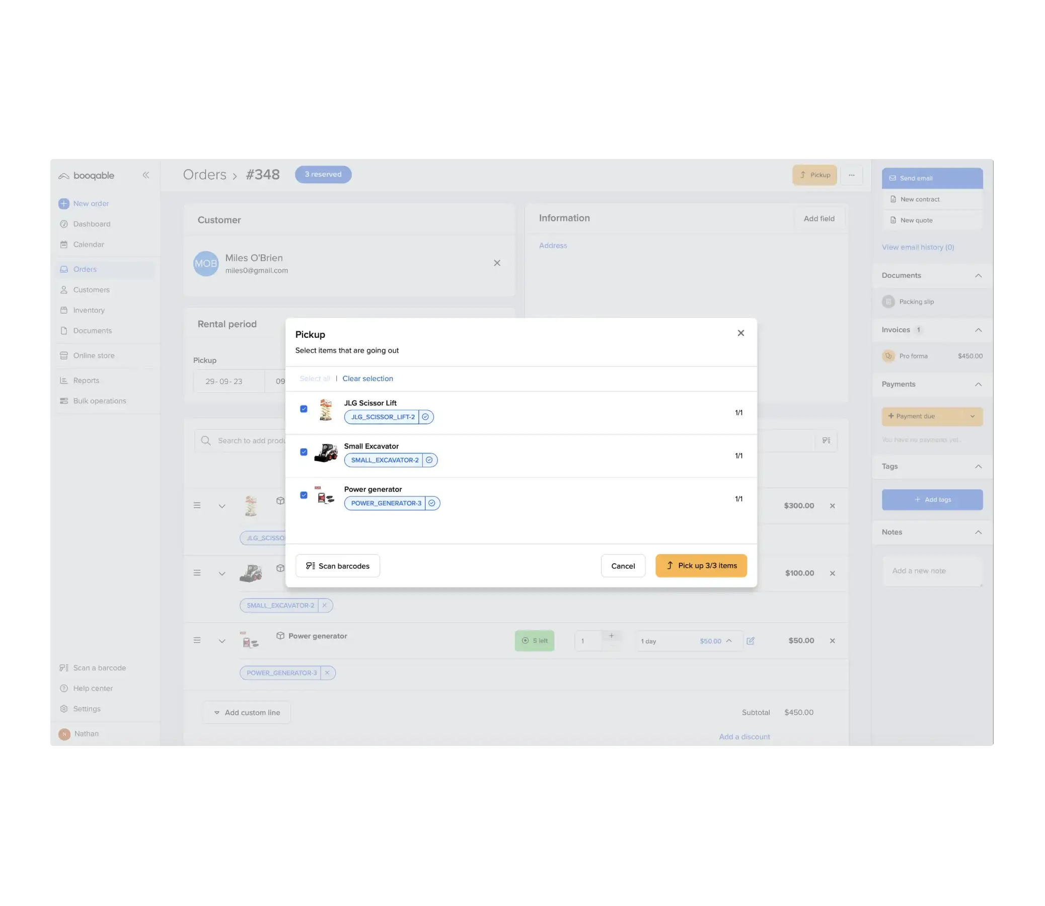 Construction rental software inventory management