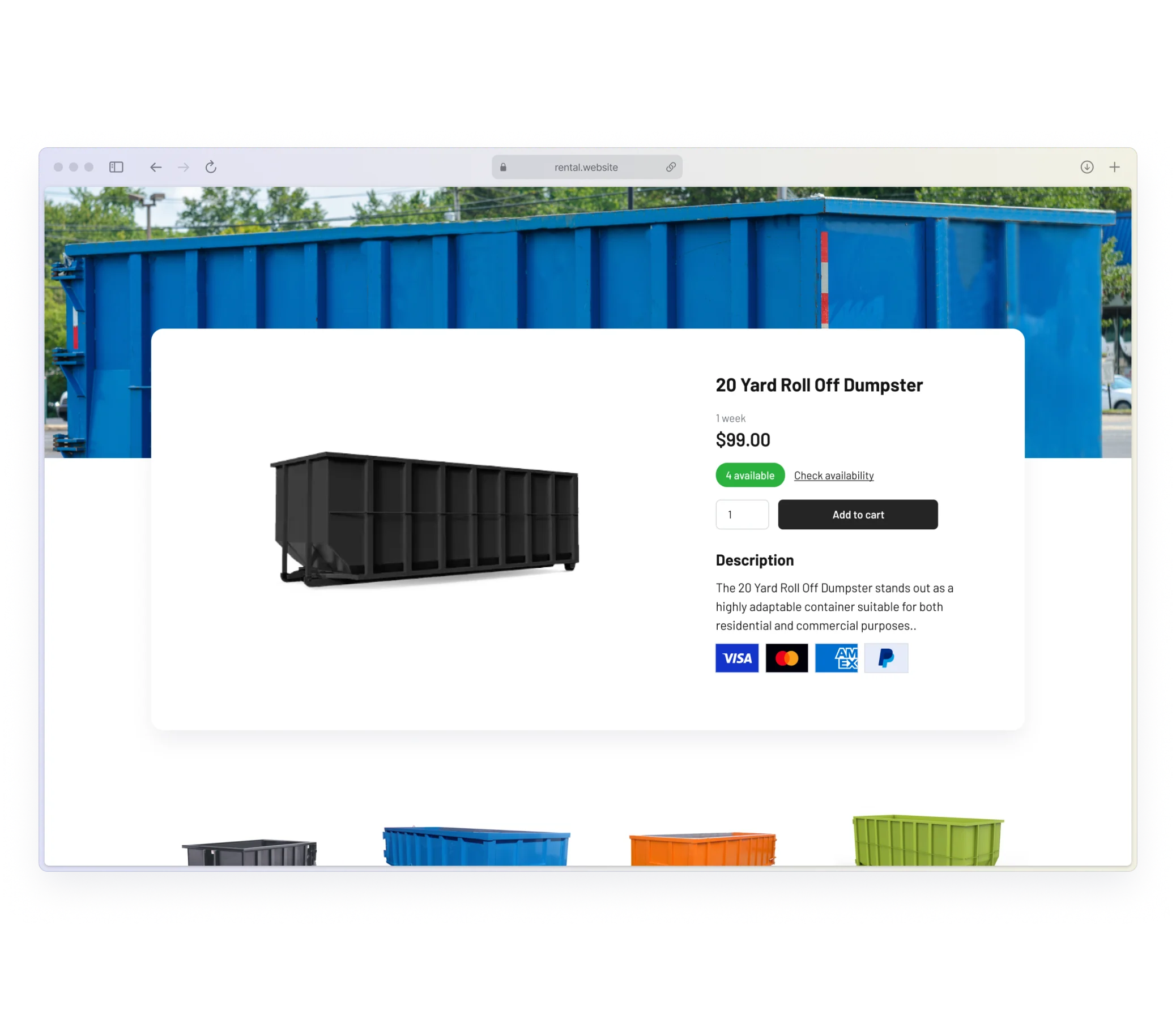 Container rental software payment
