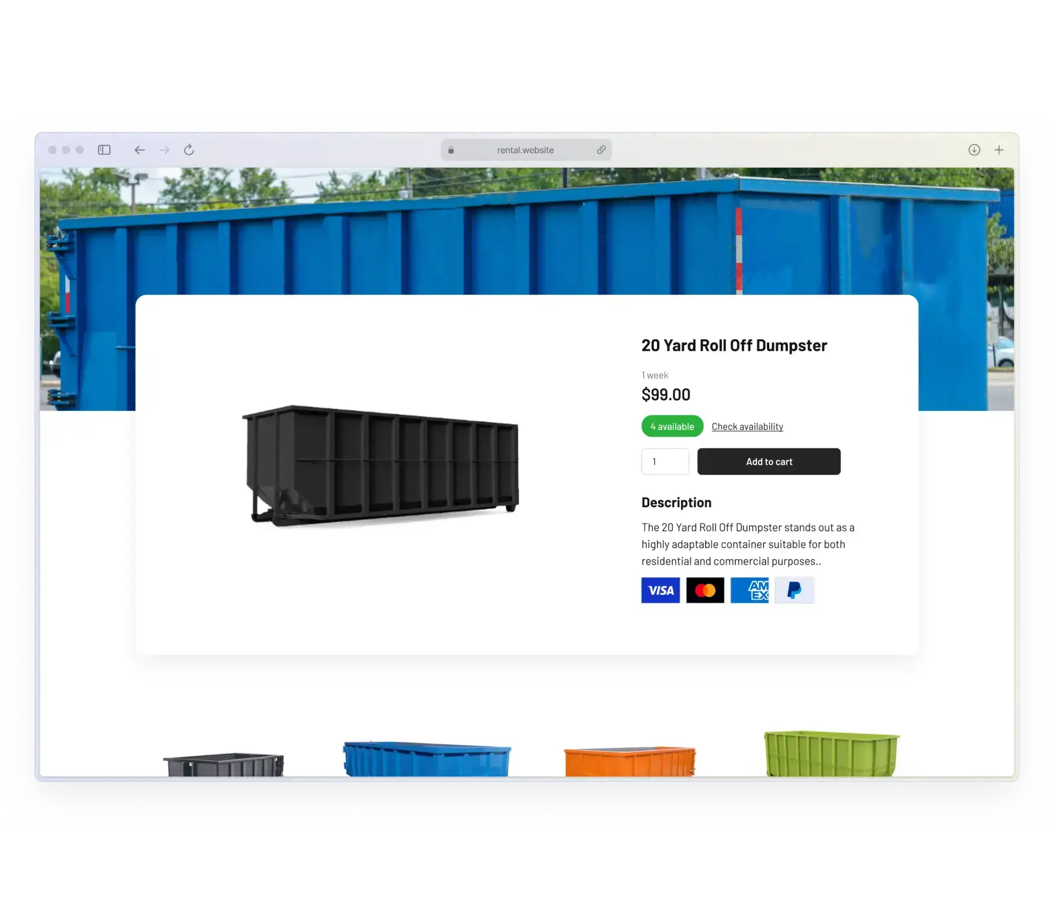 Container rental software payment