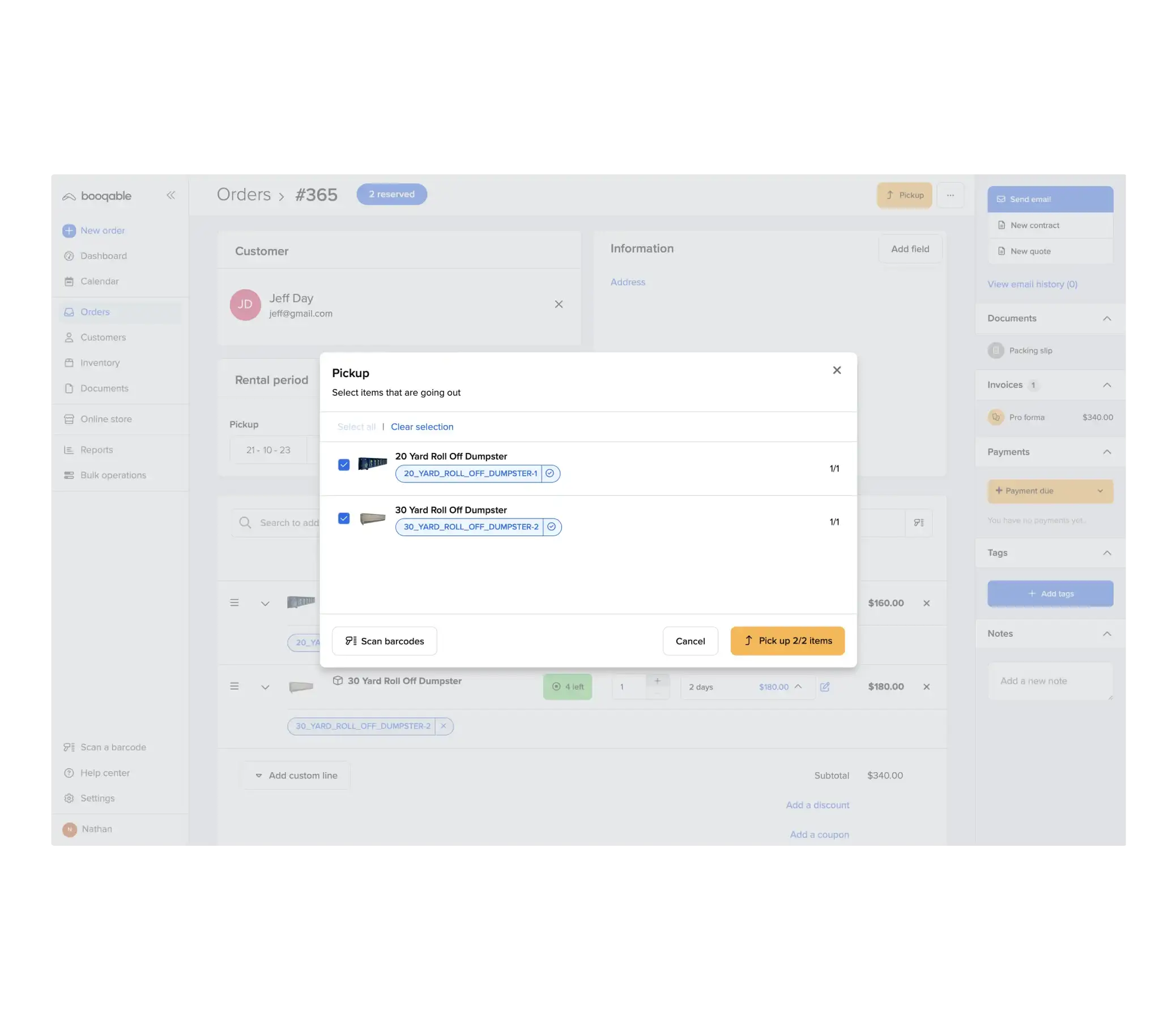 Container rental software inventory management