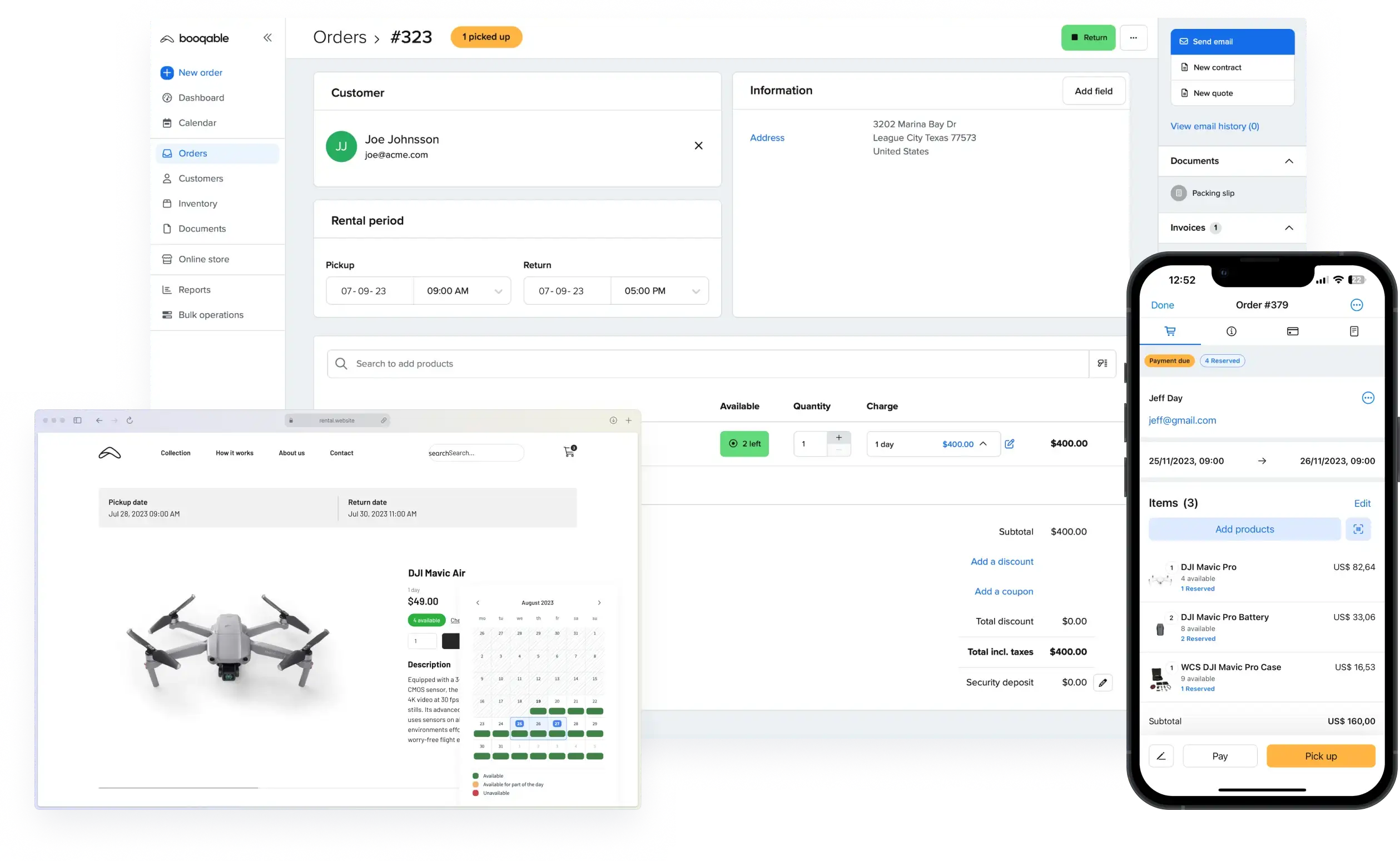 Example of a drone rental website