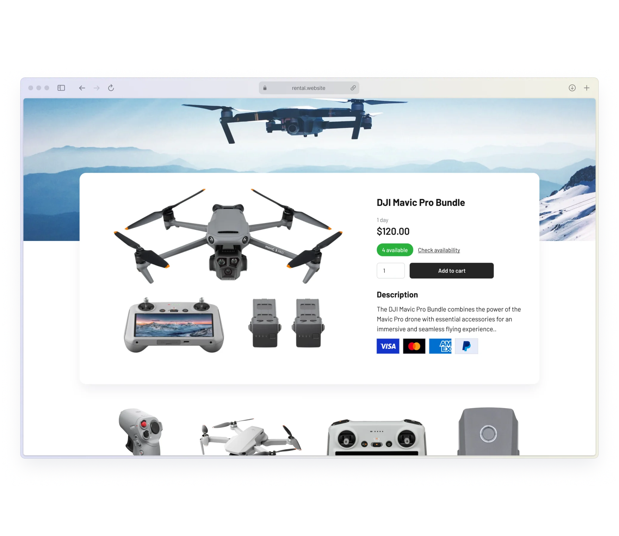 Drone rental software payment