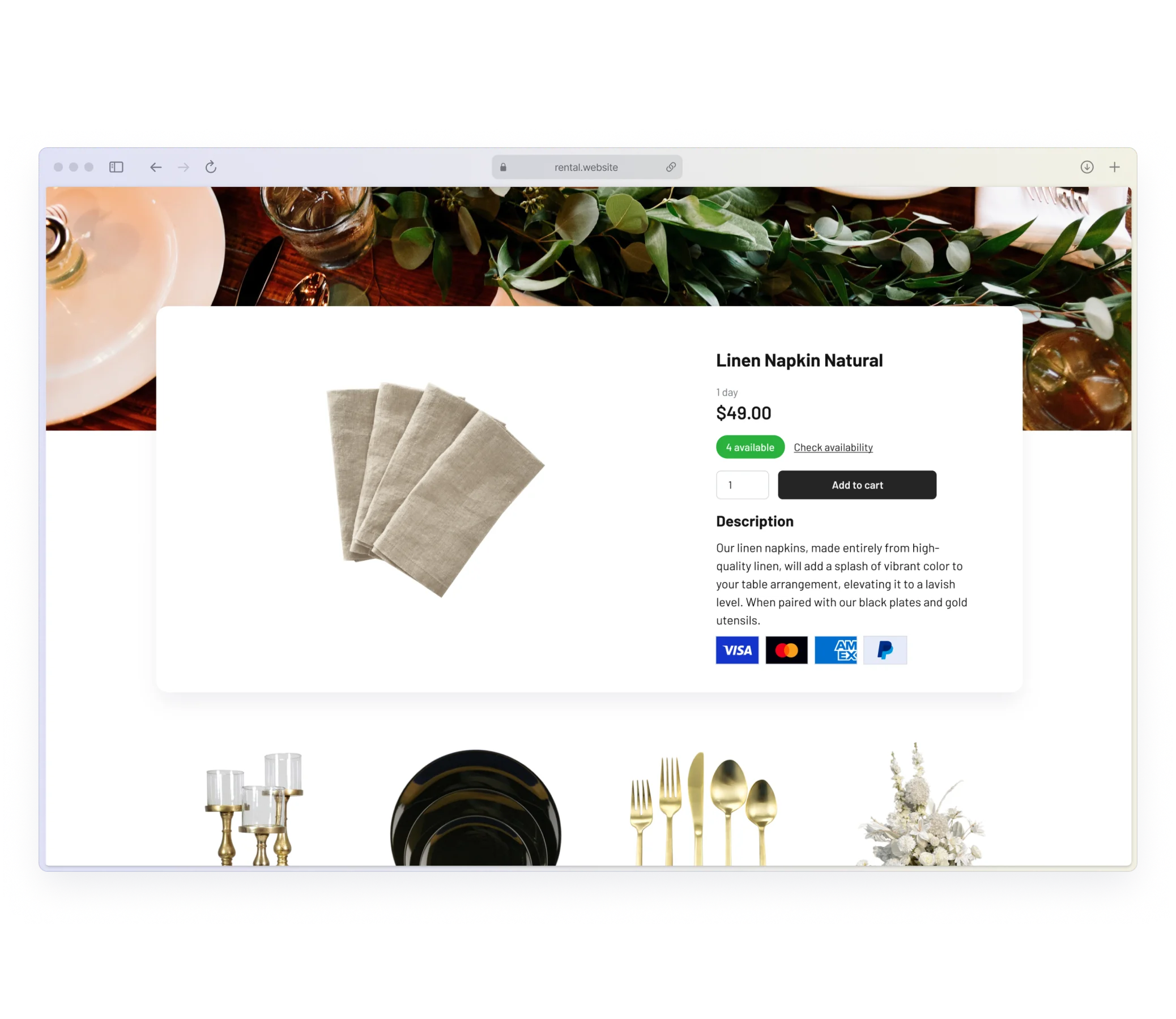 Event rental software payment