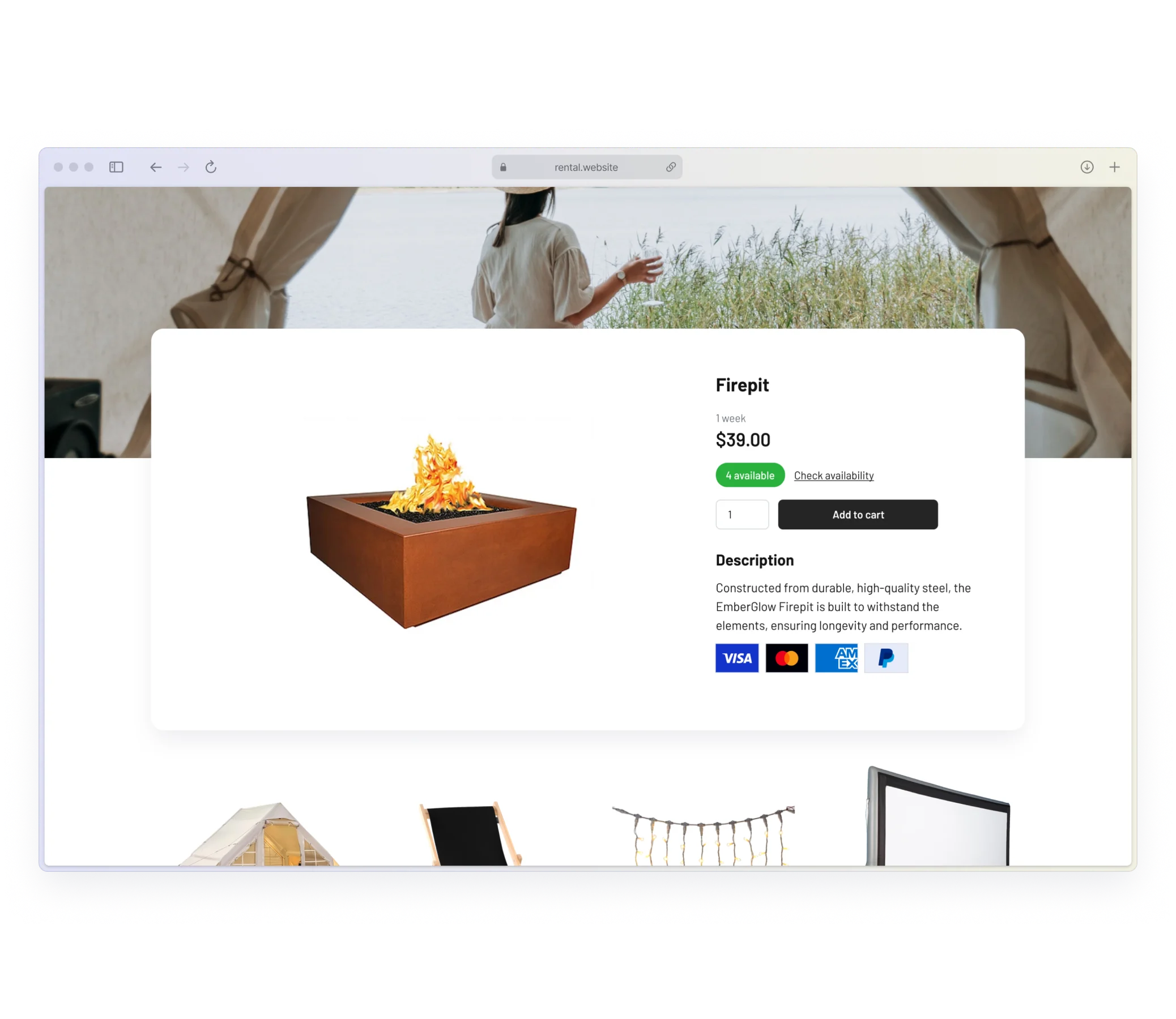 Glamping rental software payment
