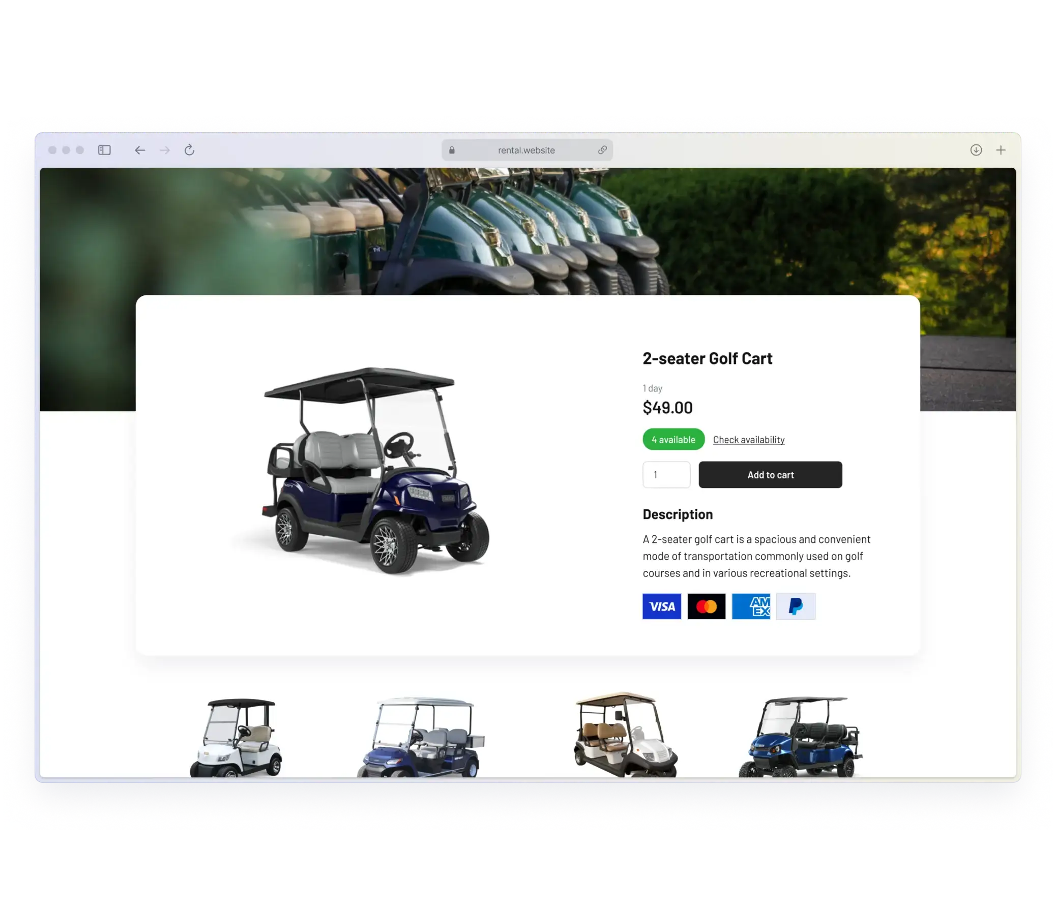 Golf cart rental software payment