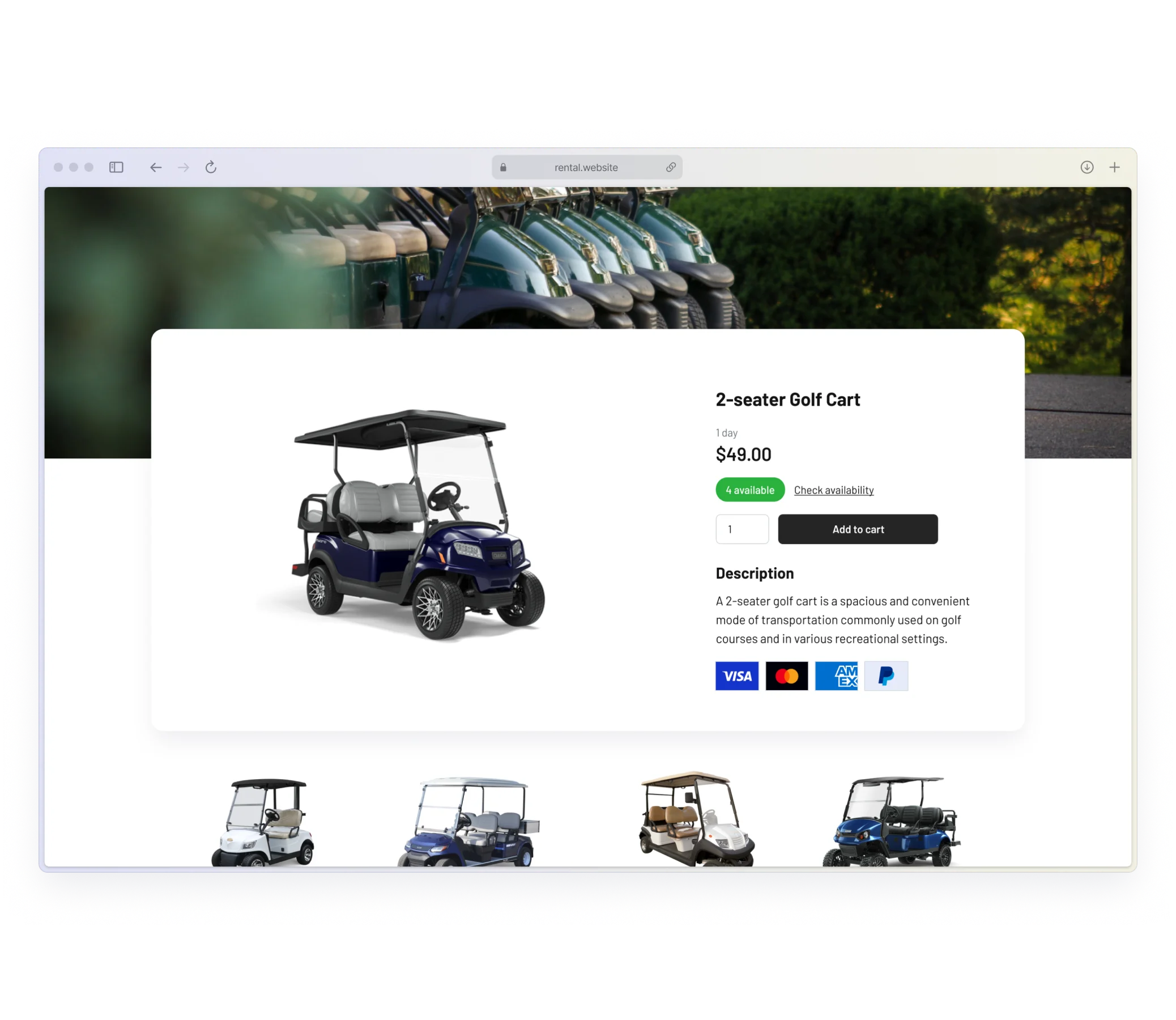 Golf cart rental software payment