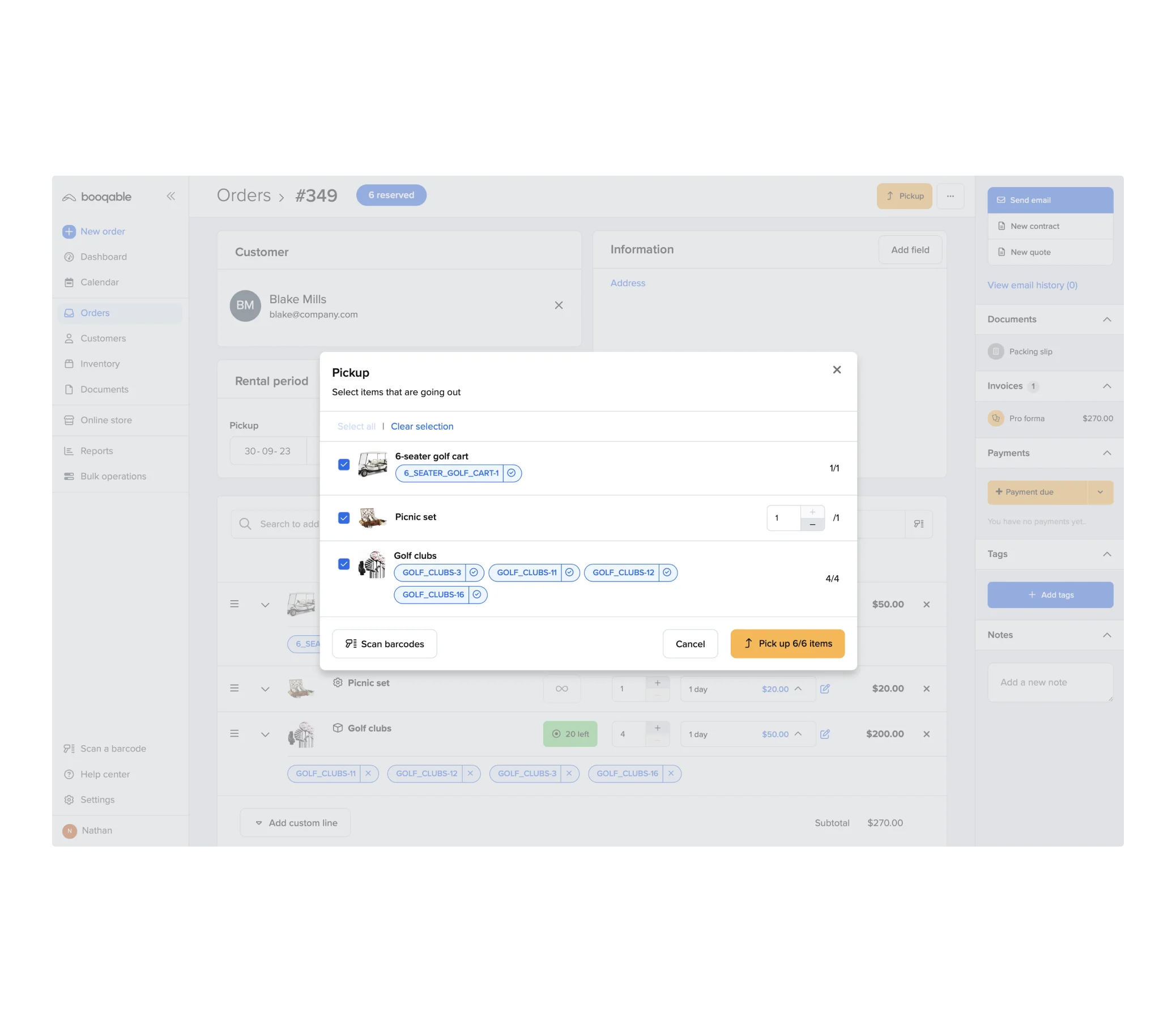 Golf cart rental software inventory management