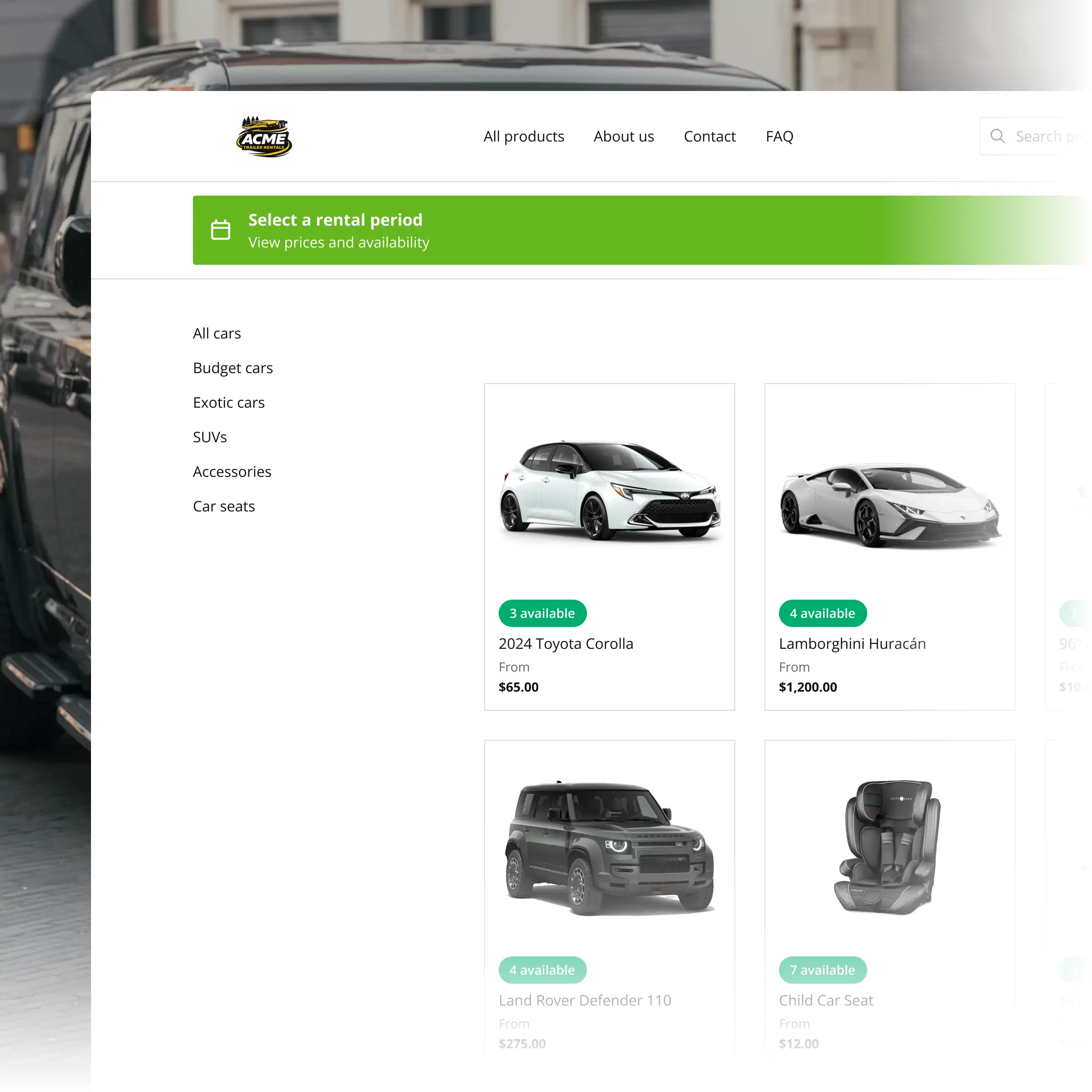 Booqable's trailer rental software showing rental workflow features