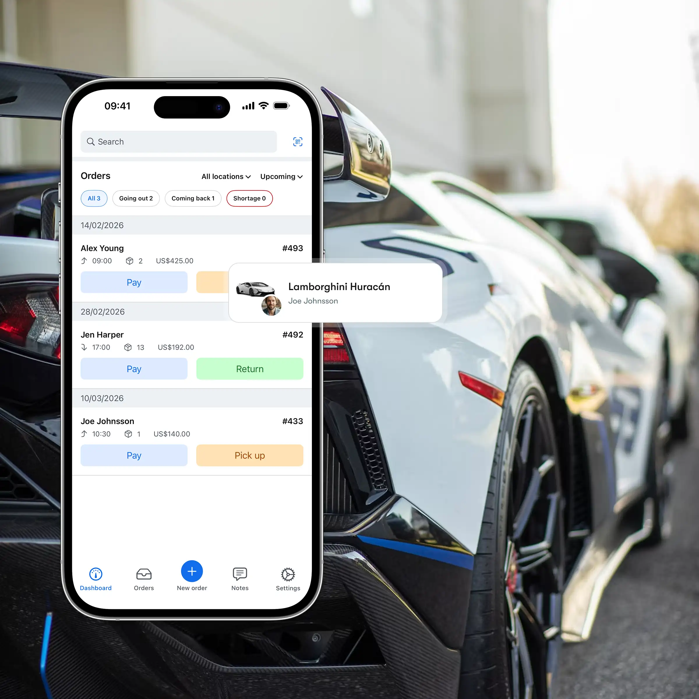 Booqable's trailer rental software showing mobile app features