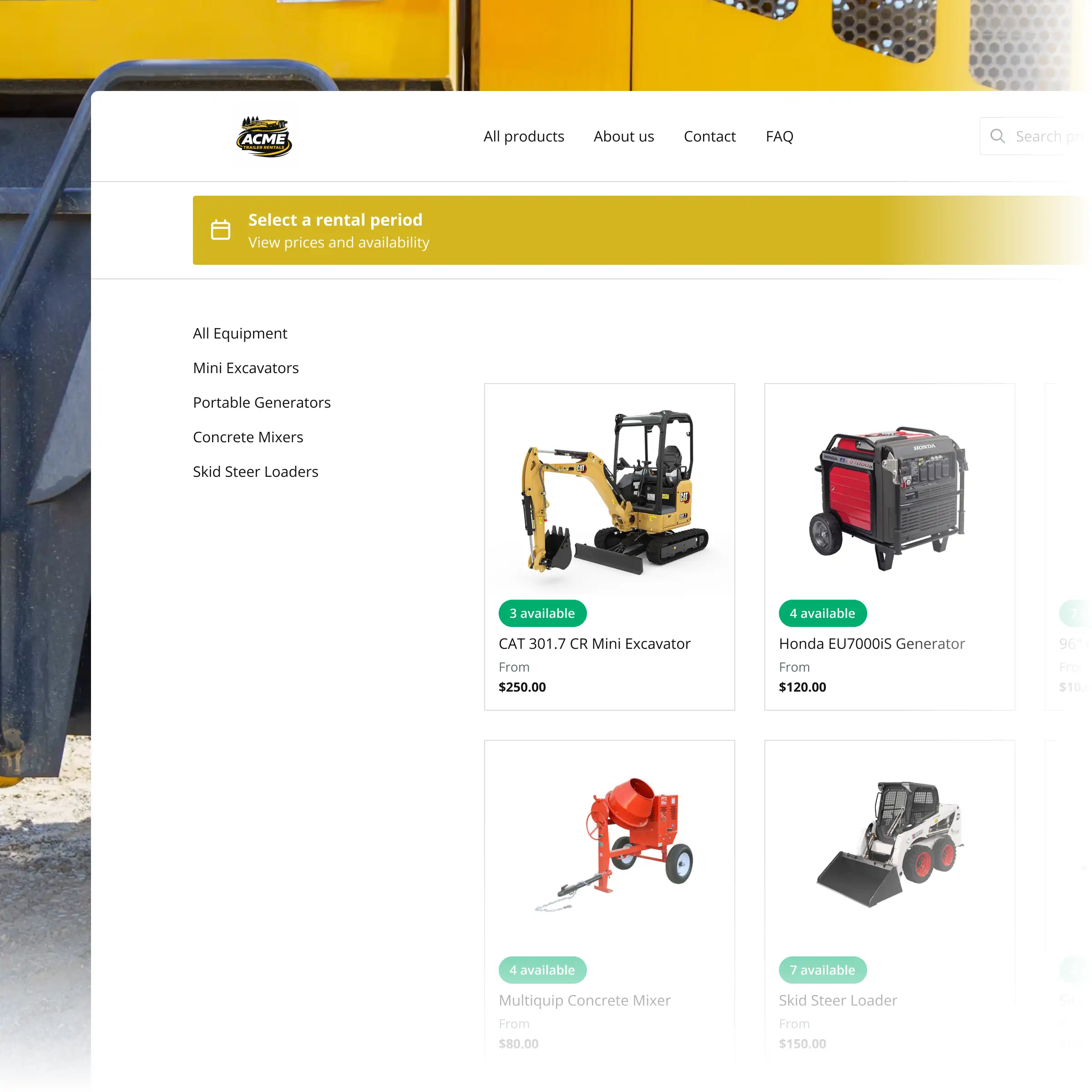Booqable's construction rental software showing rental workflow features