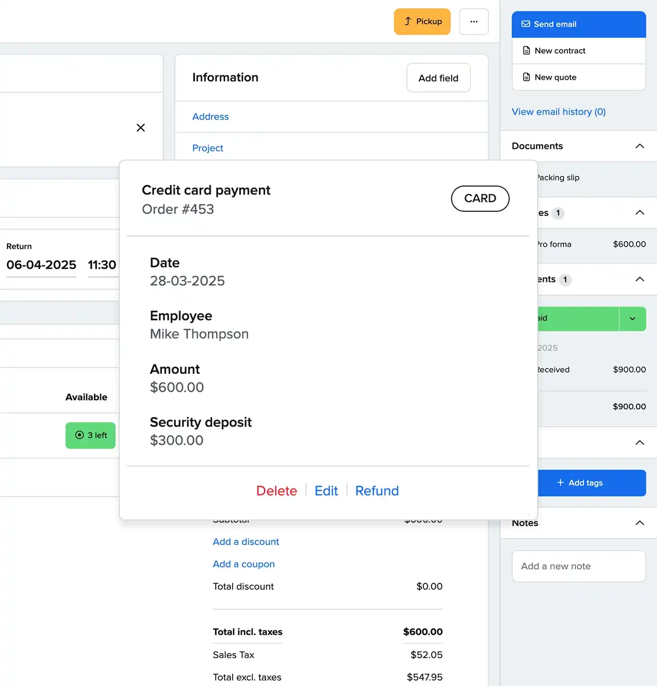 Payments and deposits