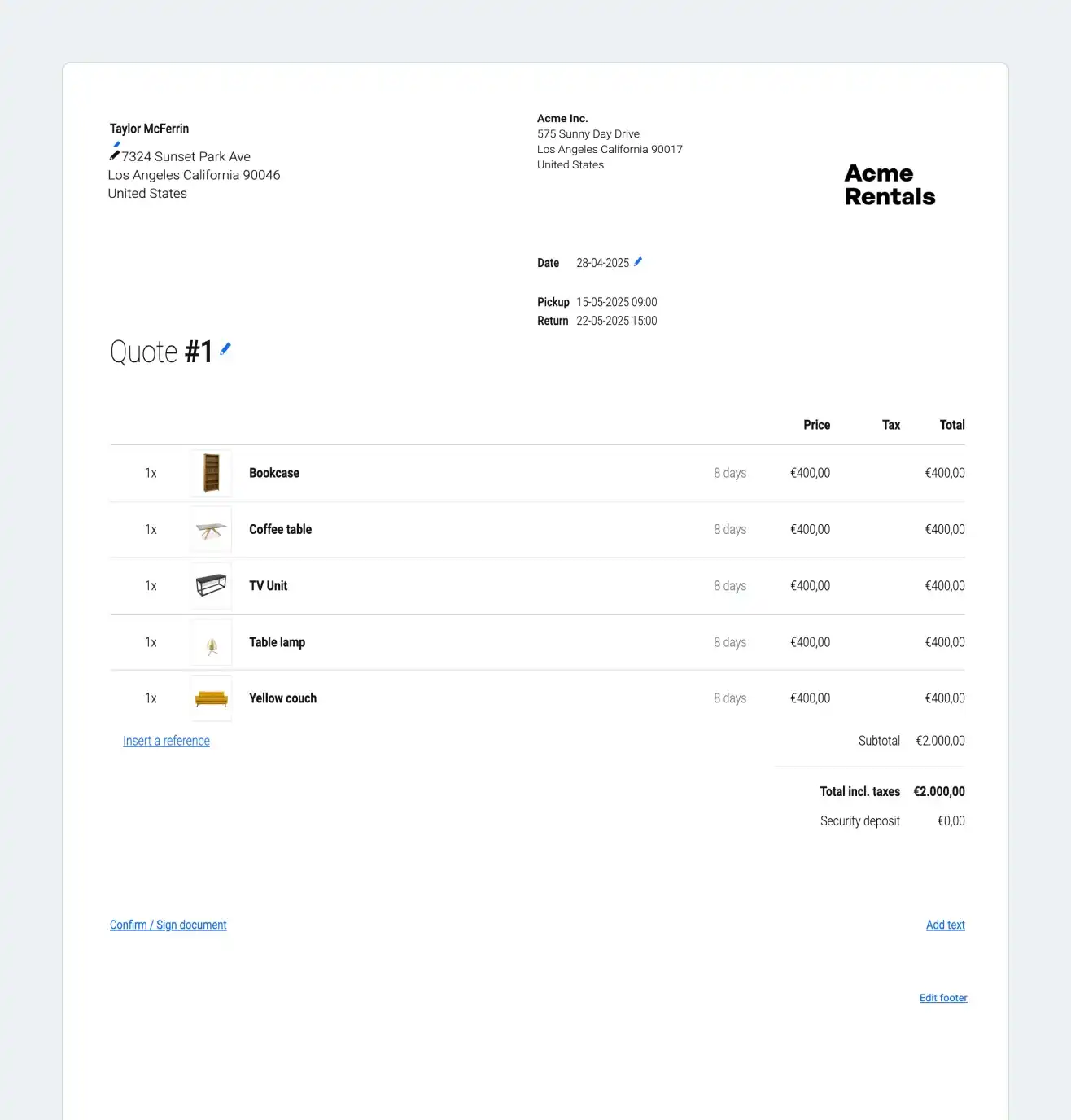 Online quote requests