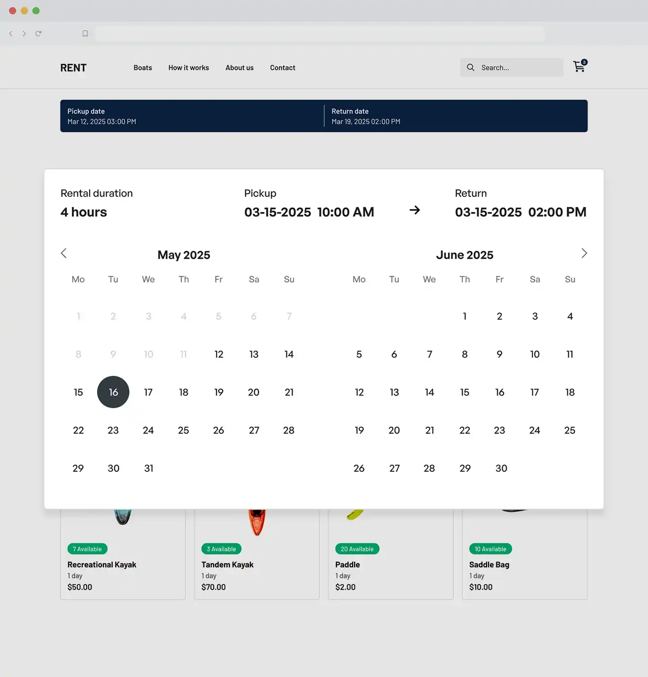 Custom rental periods
