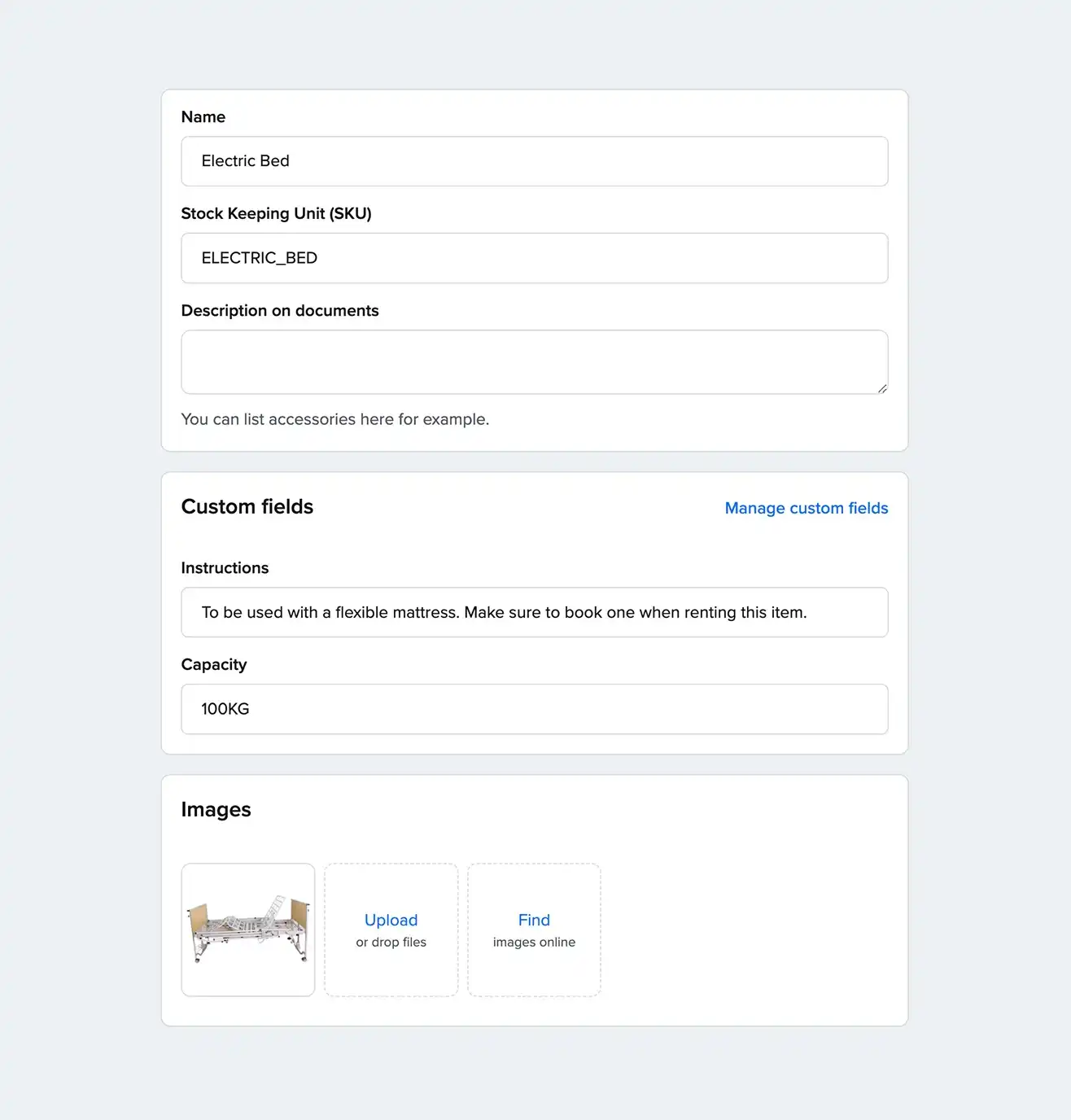 Custom product fields