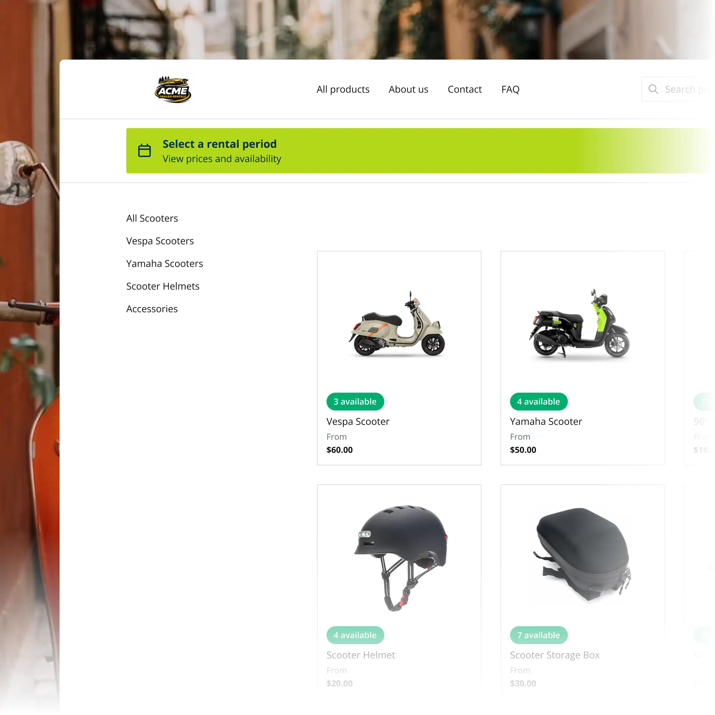 Booqable's scooter rental software showing rental workflow features