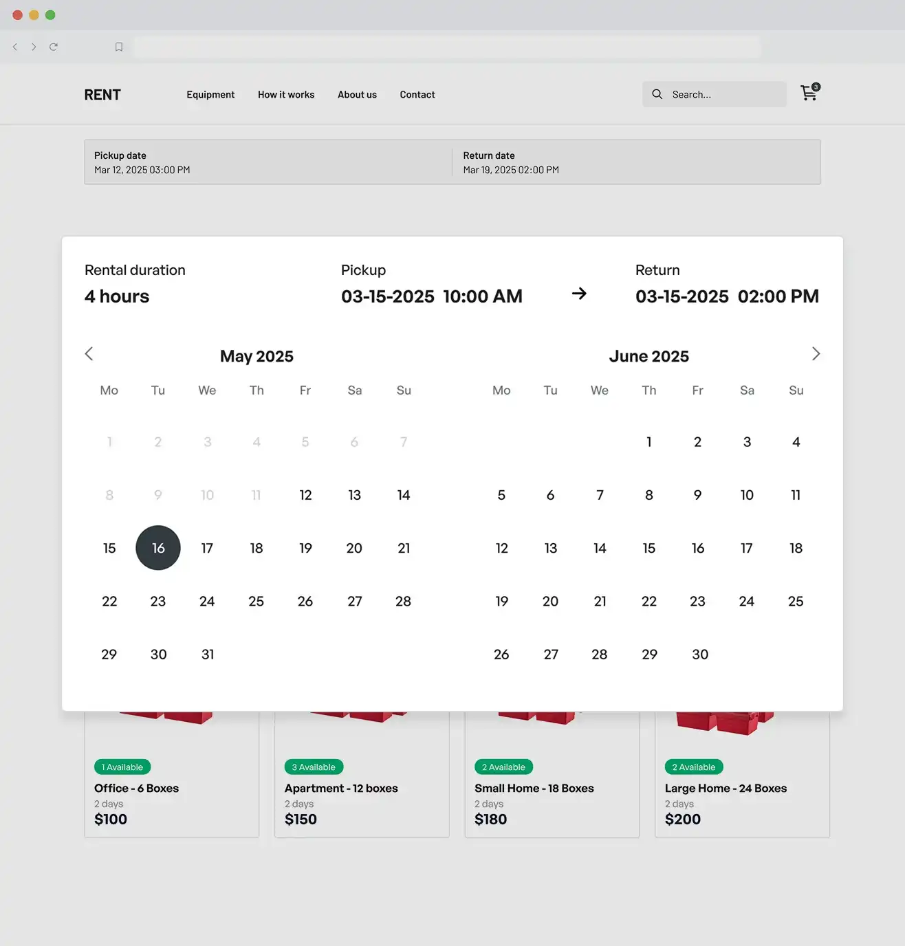 Custom rental periods