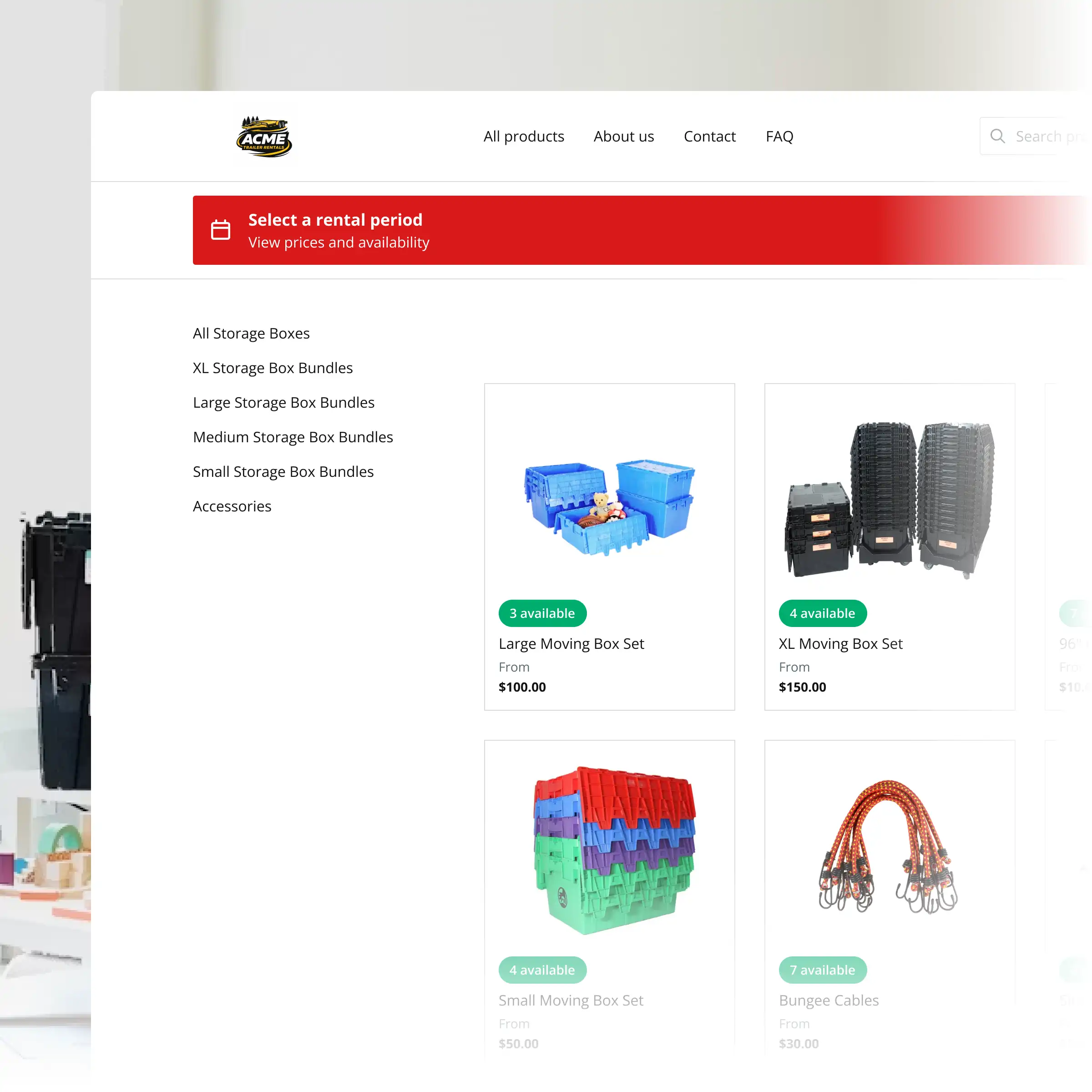 Booqable's storage rental software showing rental workflow features