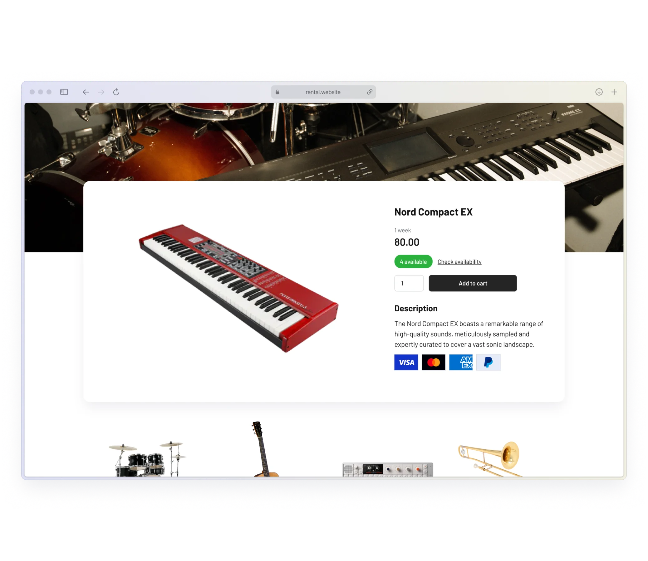 Instrument rental software payment