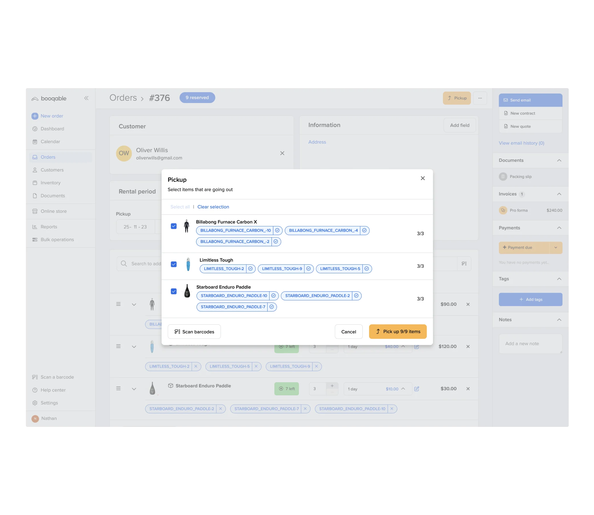 Boat rental software inventory management