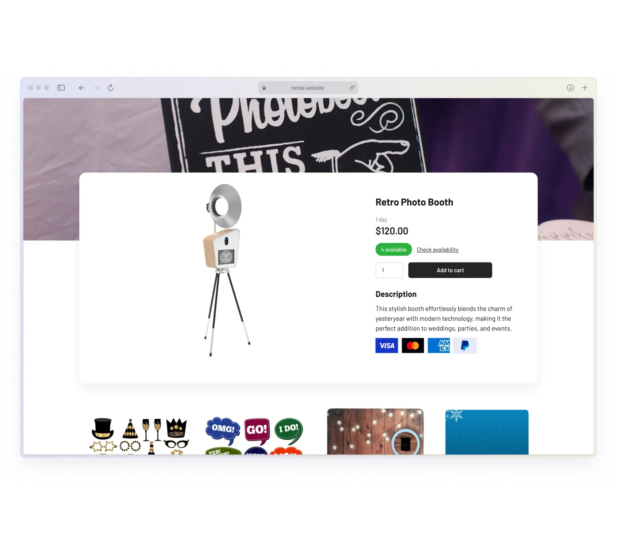 Photo booth rental software payment