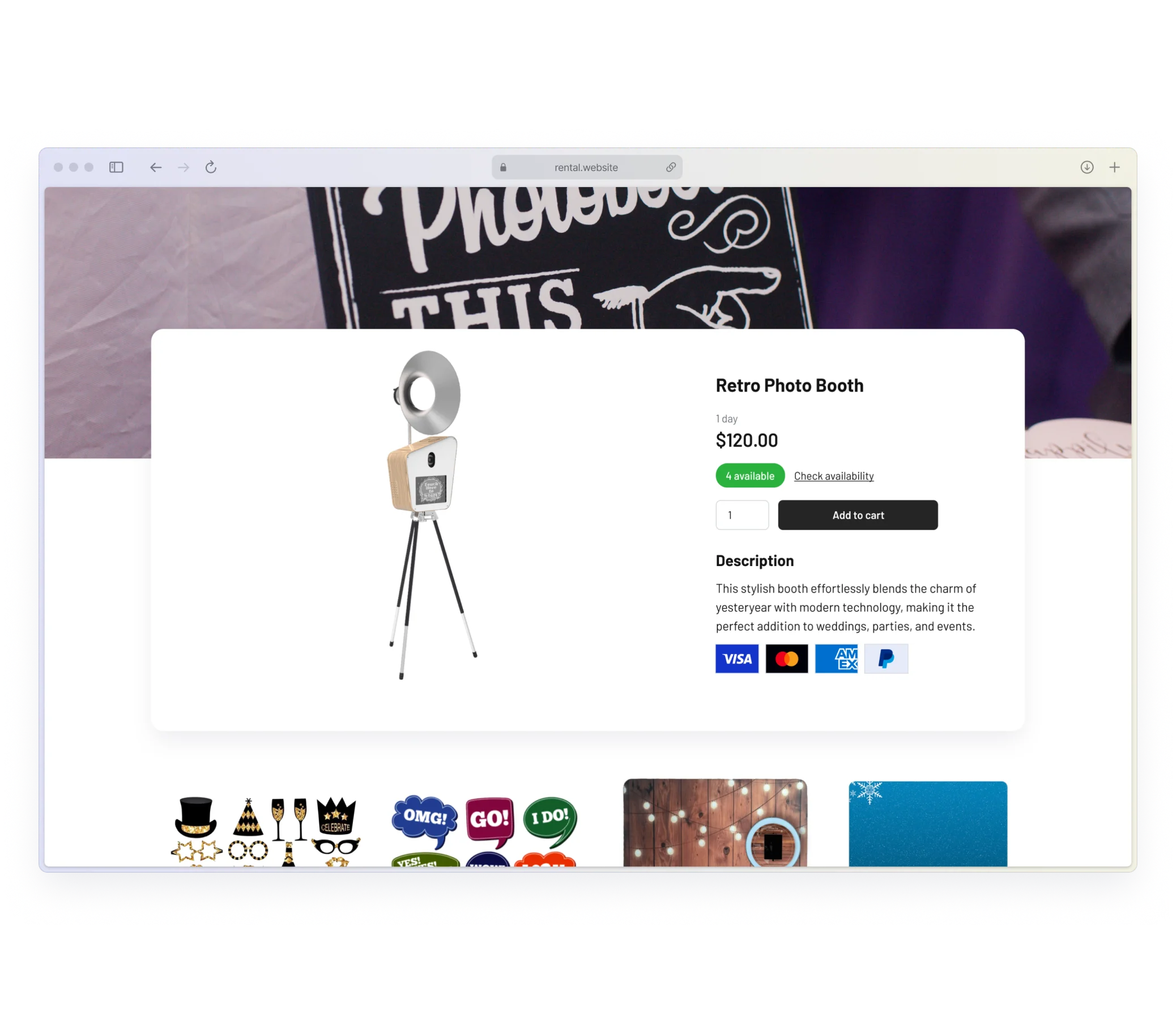 Photo booth rental software payment