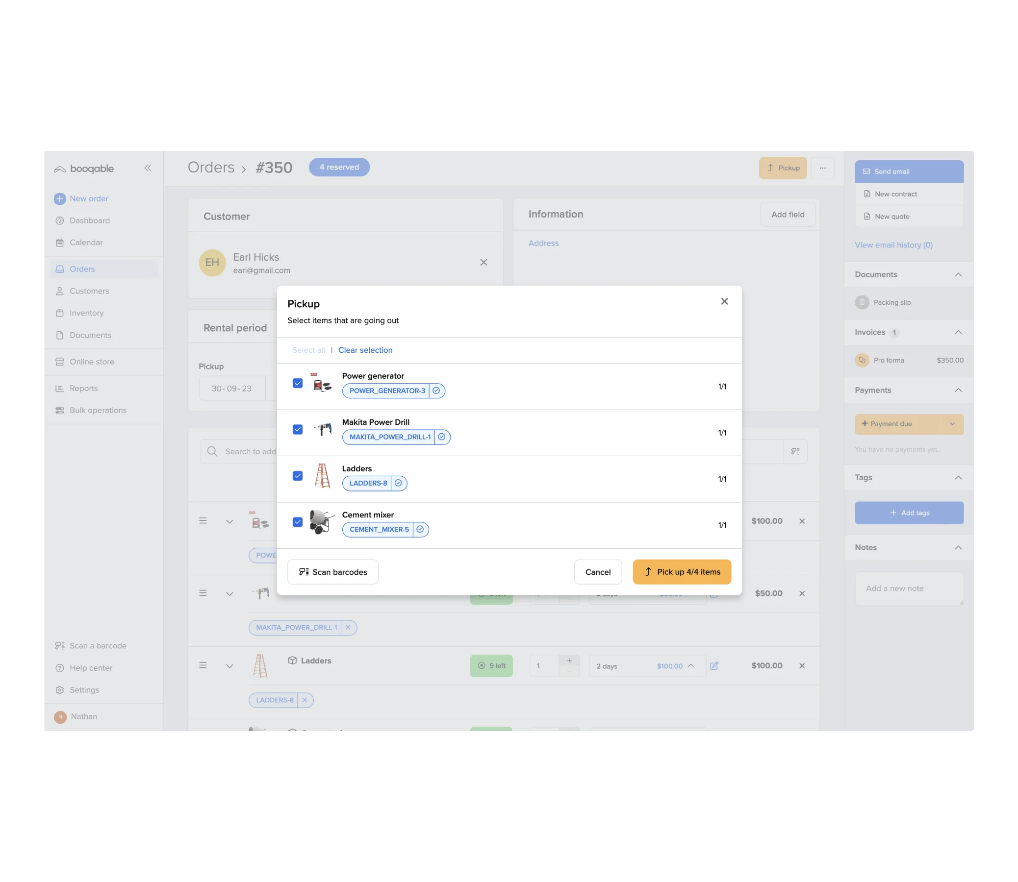 Tool rental software inventory management