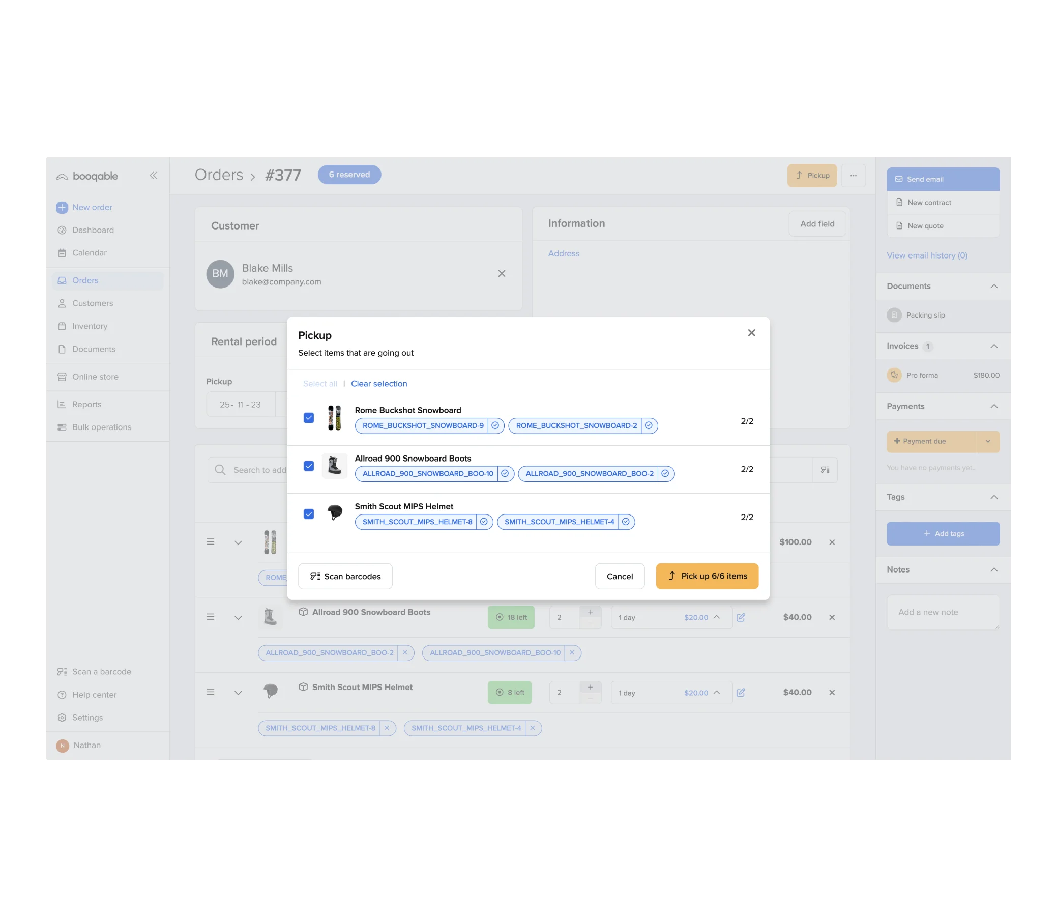 Winter sports rental software inventory management