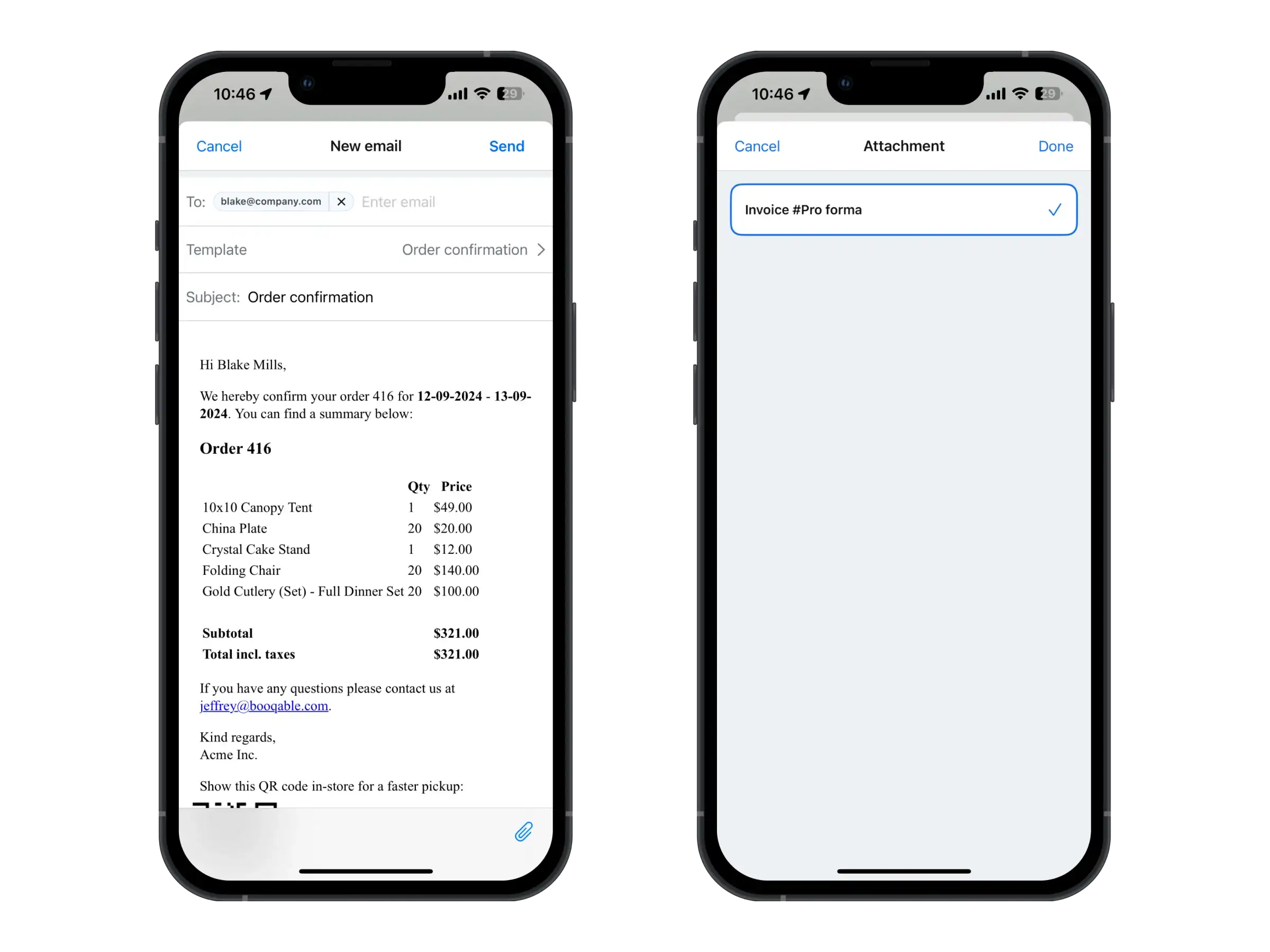 Booqable app order details