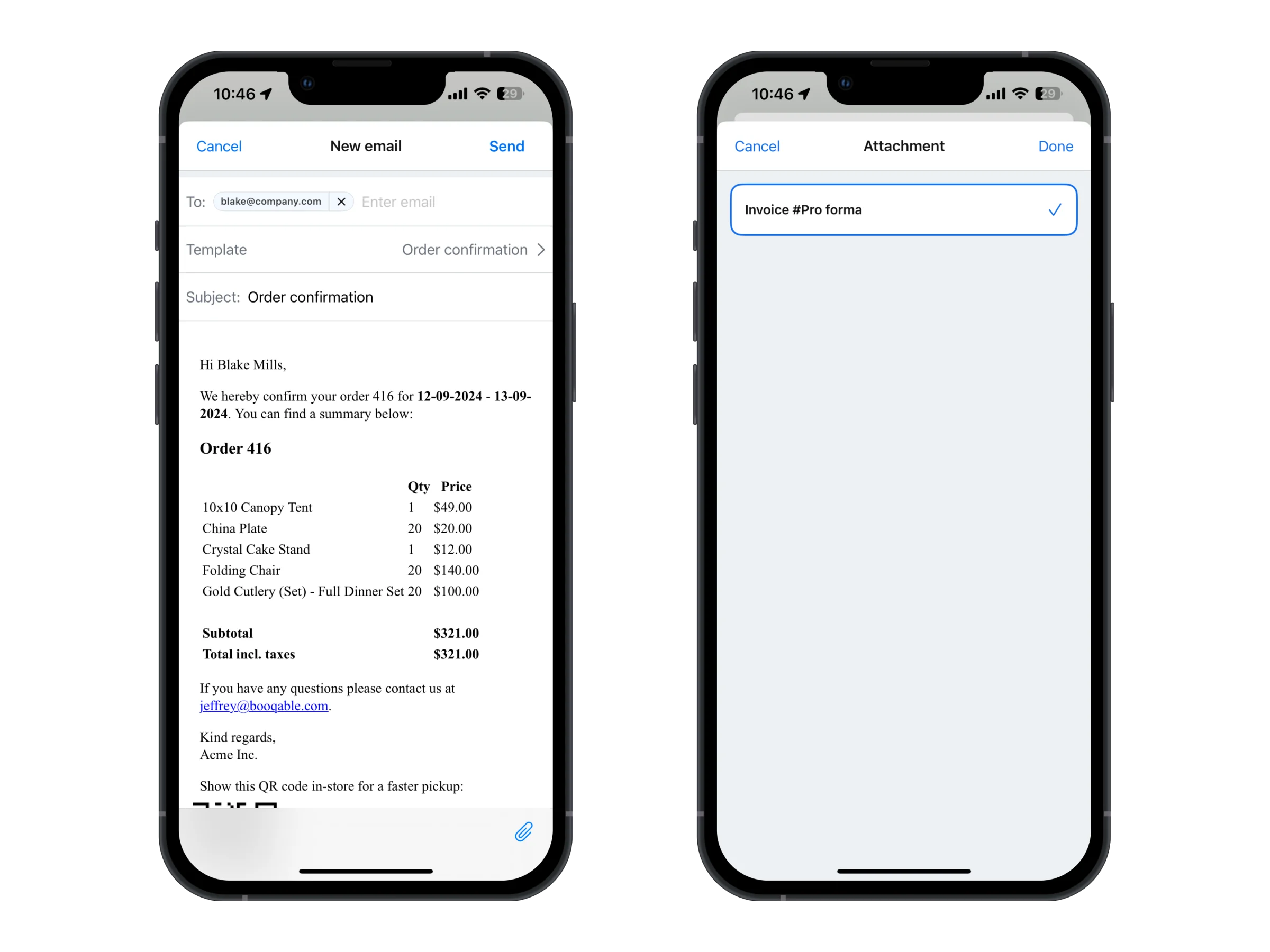Booqable app order details