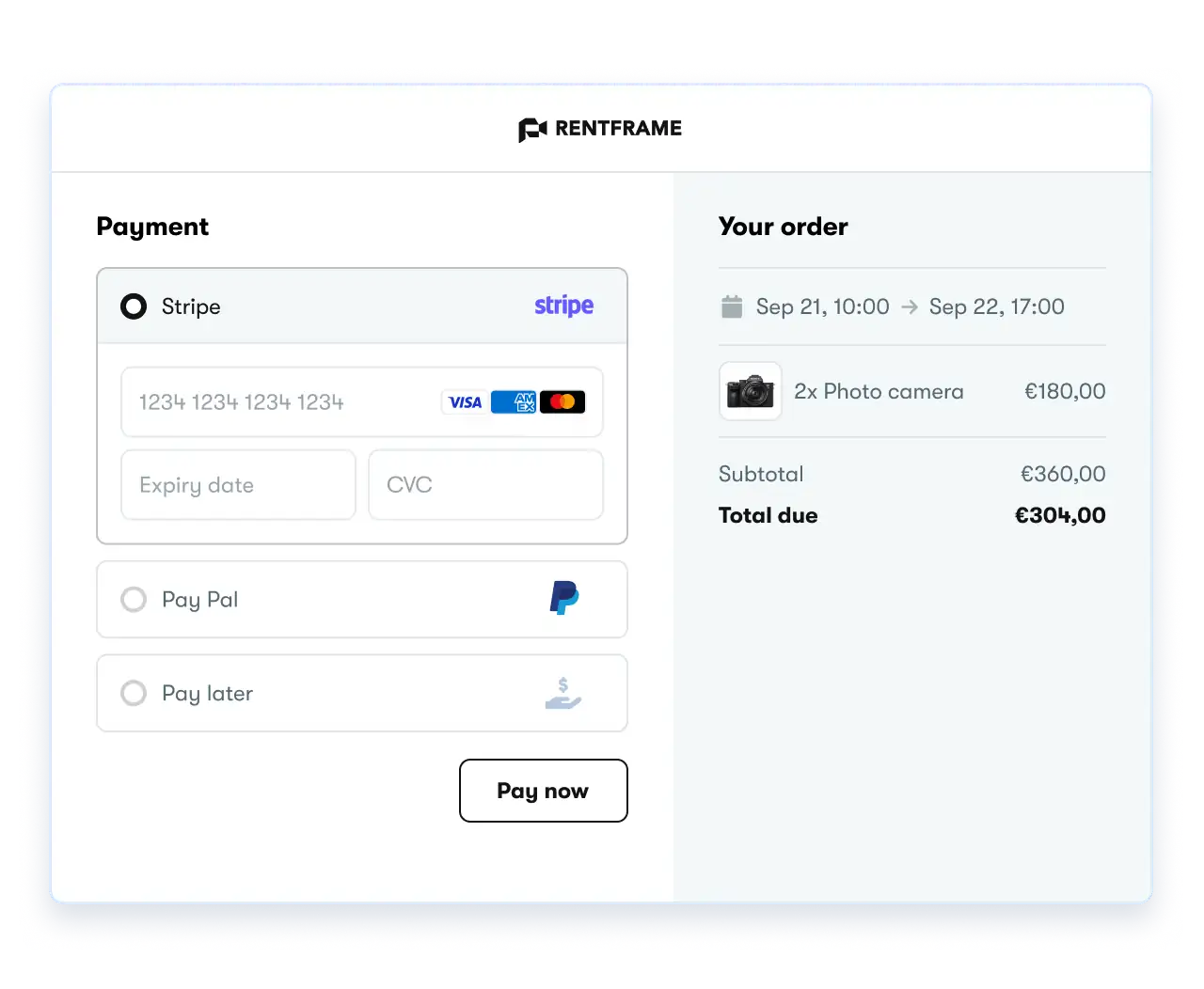 Rental payments and deposits in Booqable