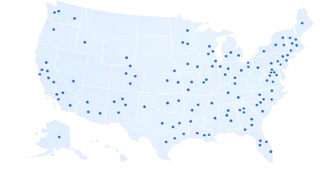 Map of US party rental businesses
