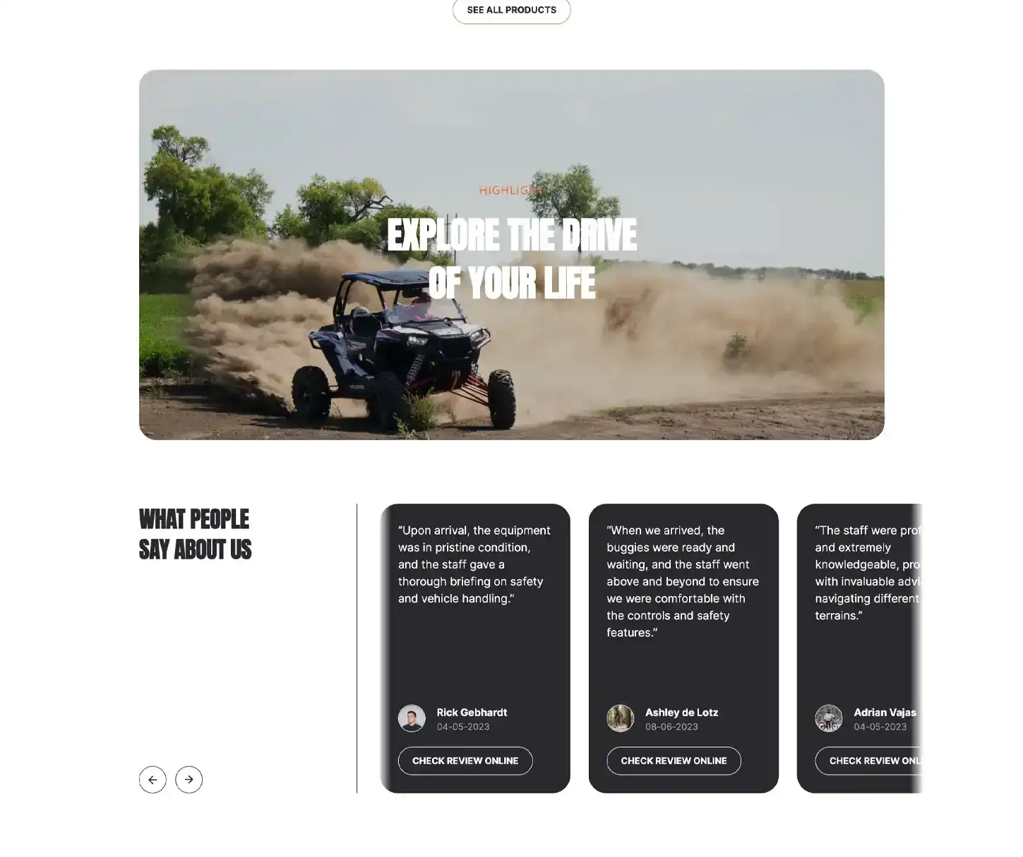 Thème Adrenaline - Template de site web pour la location de Buggy & ATV