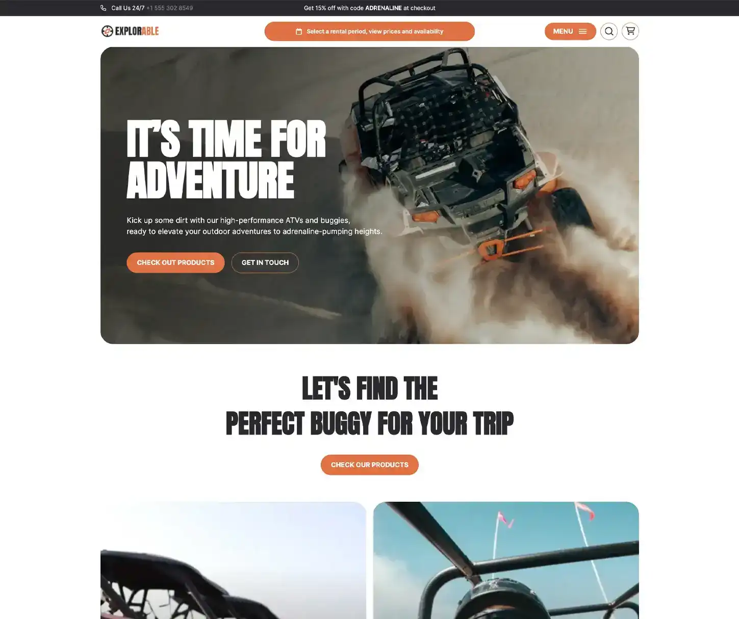 Thème Adrenaline - Template de site web pour la location de Buggy & ATV