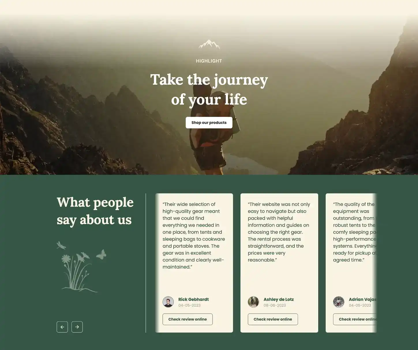 Adventure Theme - Template de site web pour la location de matériel de camping
