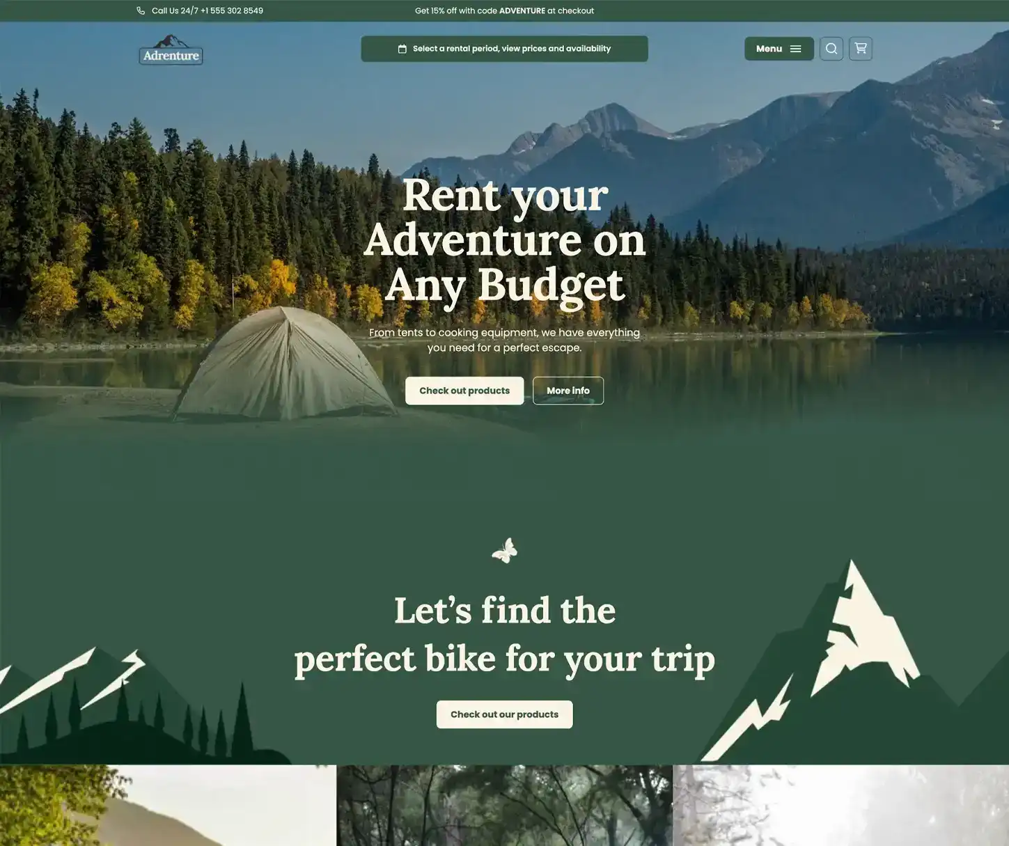 Adventure Theme - Template de site web pour la location de matériel de camping