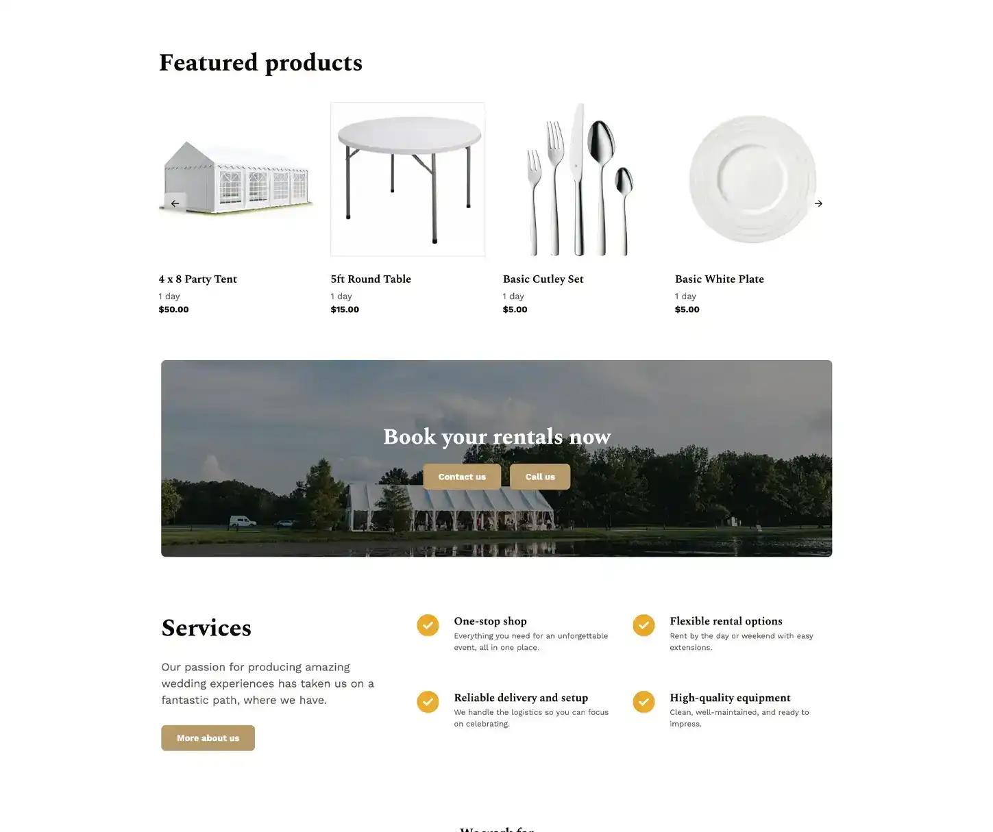 Arc Theme - Modèle de site web pour la location d'événements