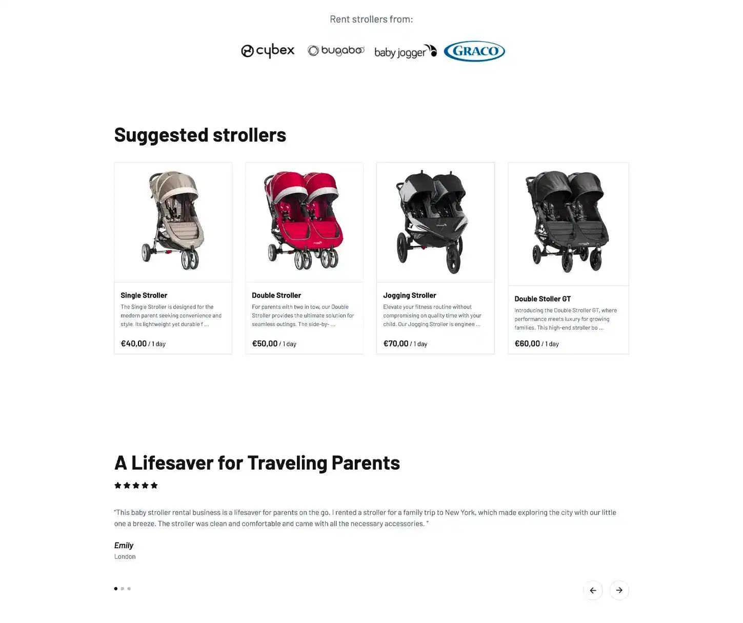 Around Theme - Stroller Rental Website Template