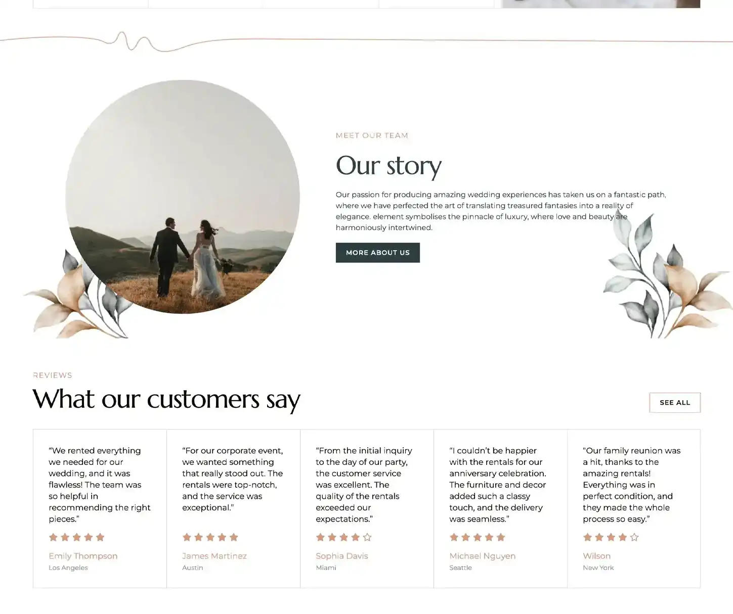 Bliss Theme - Event Decor Rental Website Template