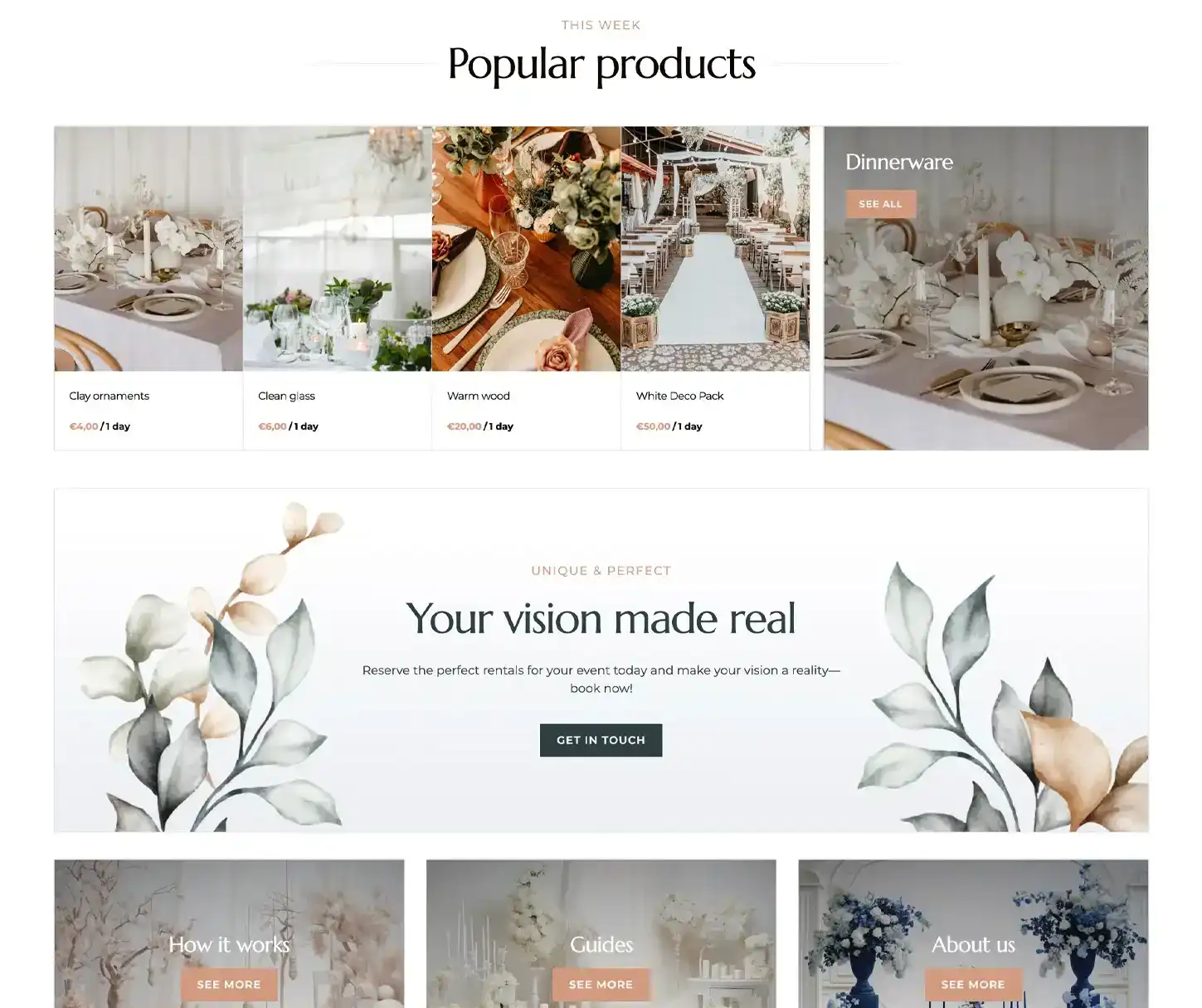 Bliss Theme - Event Decor Rental Website Template
