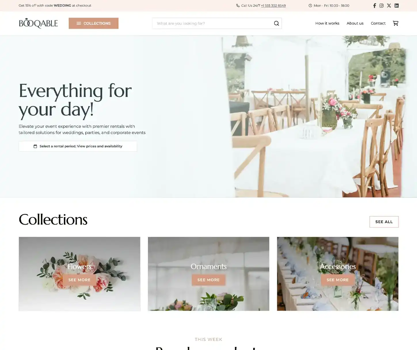 Bliss Theme - Event Decor Rental Website Template