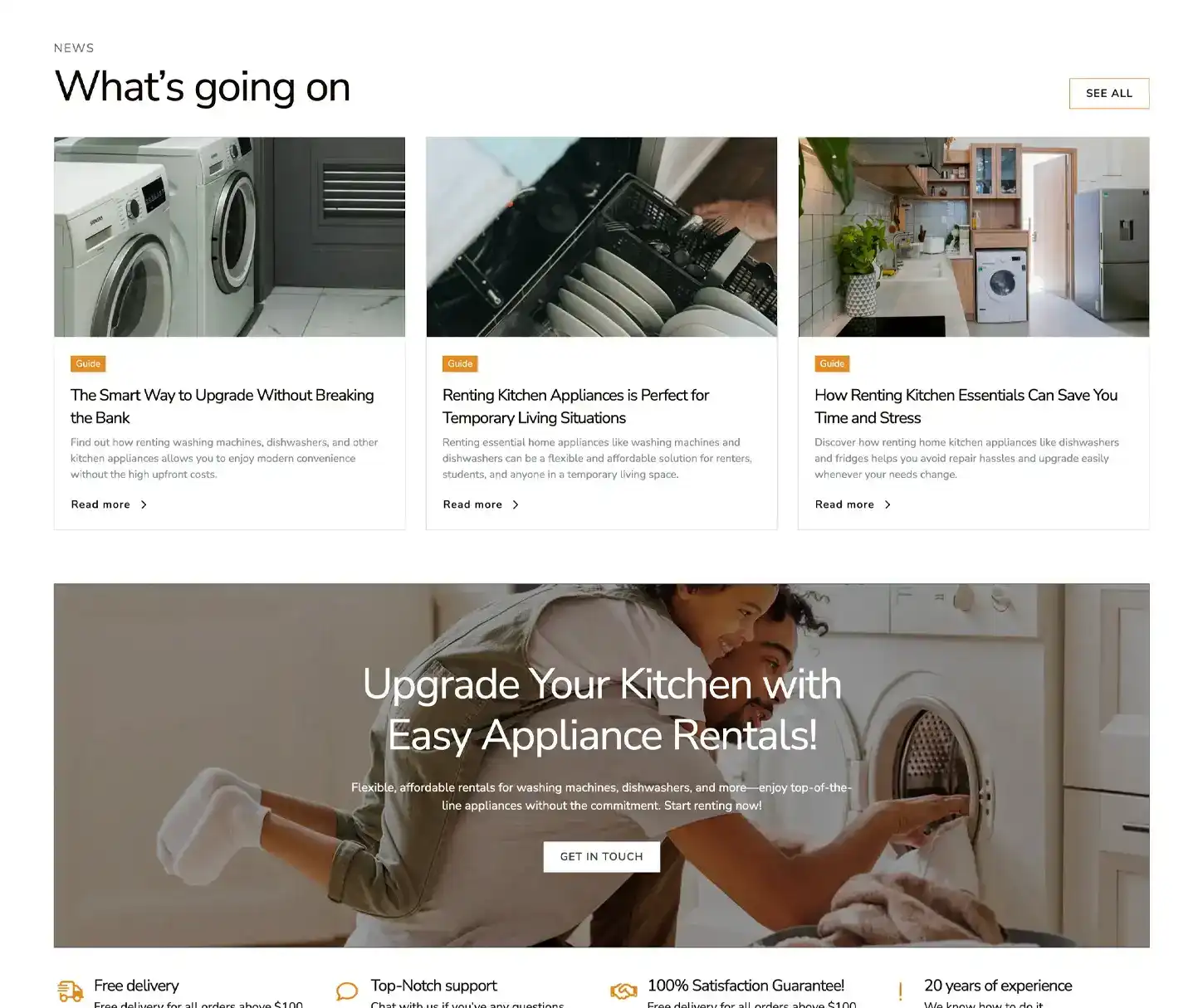 Breeze Theme - Plantilla de sitio web de alquiler de electrodomésticos