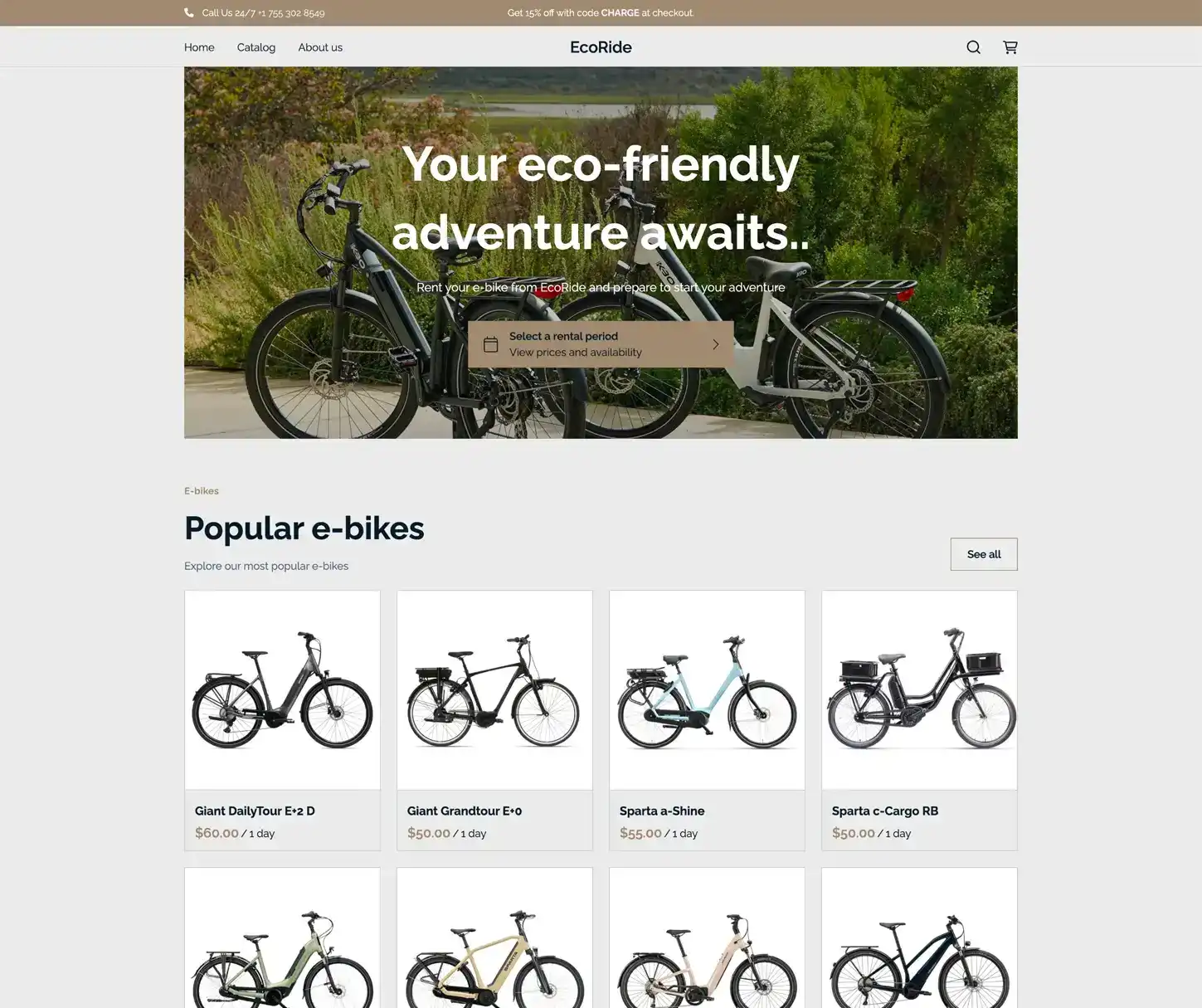Charge Theme - e-Bike Rental Website Template