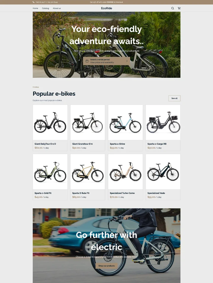 Charge Theme - e-Bike Rental Website Template | Booqable